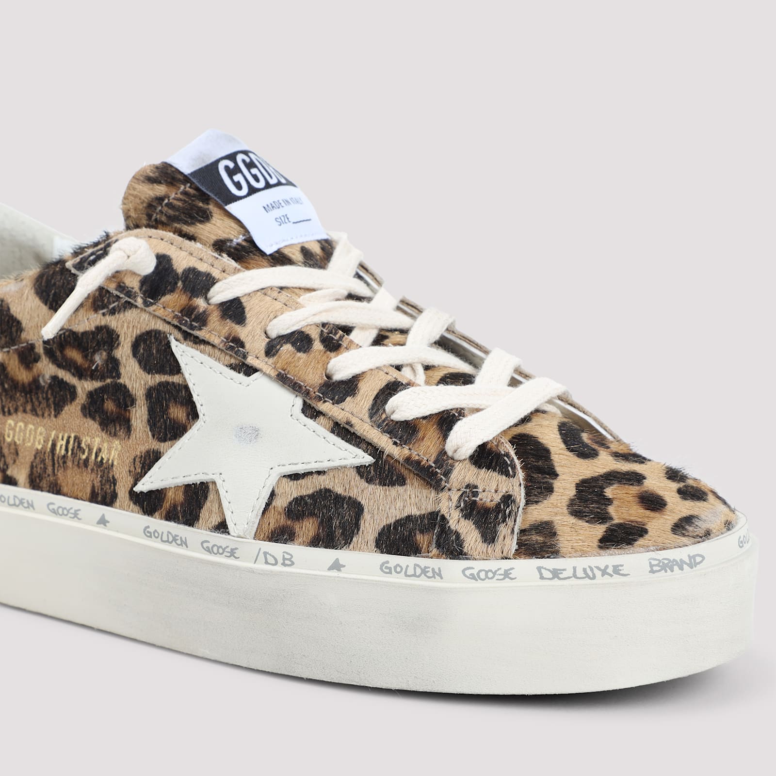 Golden Goose Hi Star Sneakers In Beige Brown Leo/beige