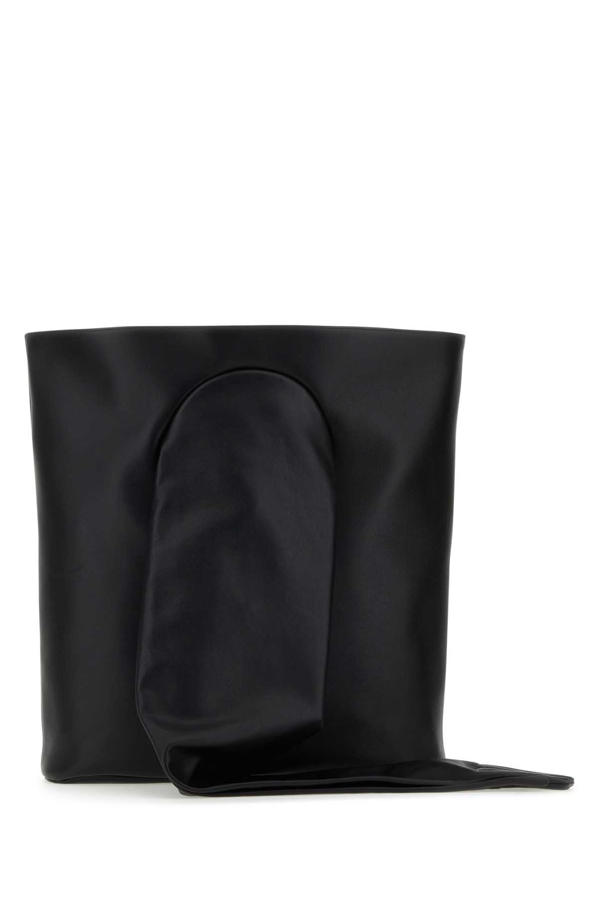 Black Leather Large Glove Shoulder Bag