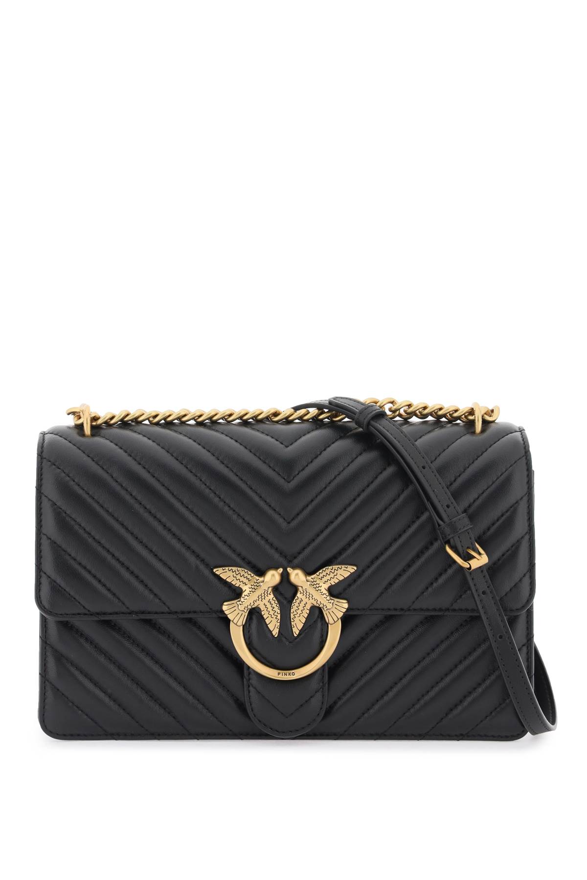 Shop Pinko Chevron Quilted Classic Love Bag One In Nero