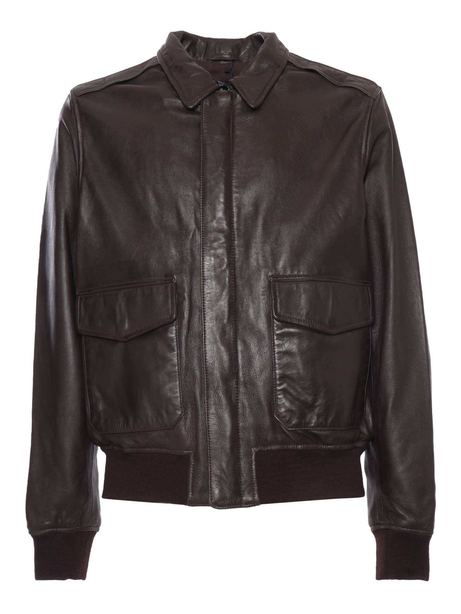 Shop Schott Black Leather Jacket In Brown