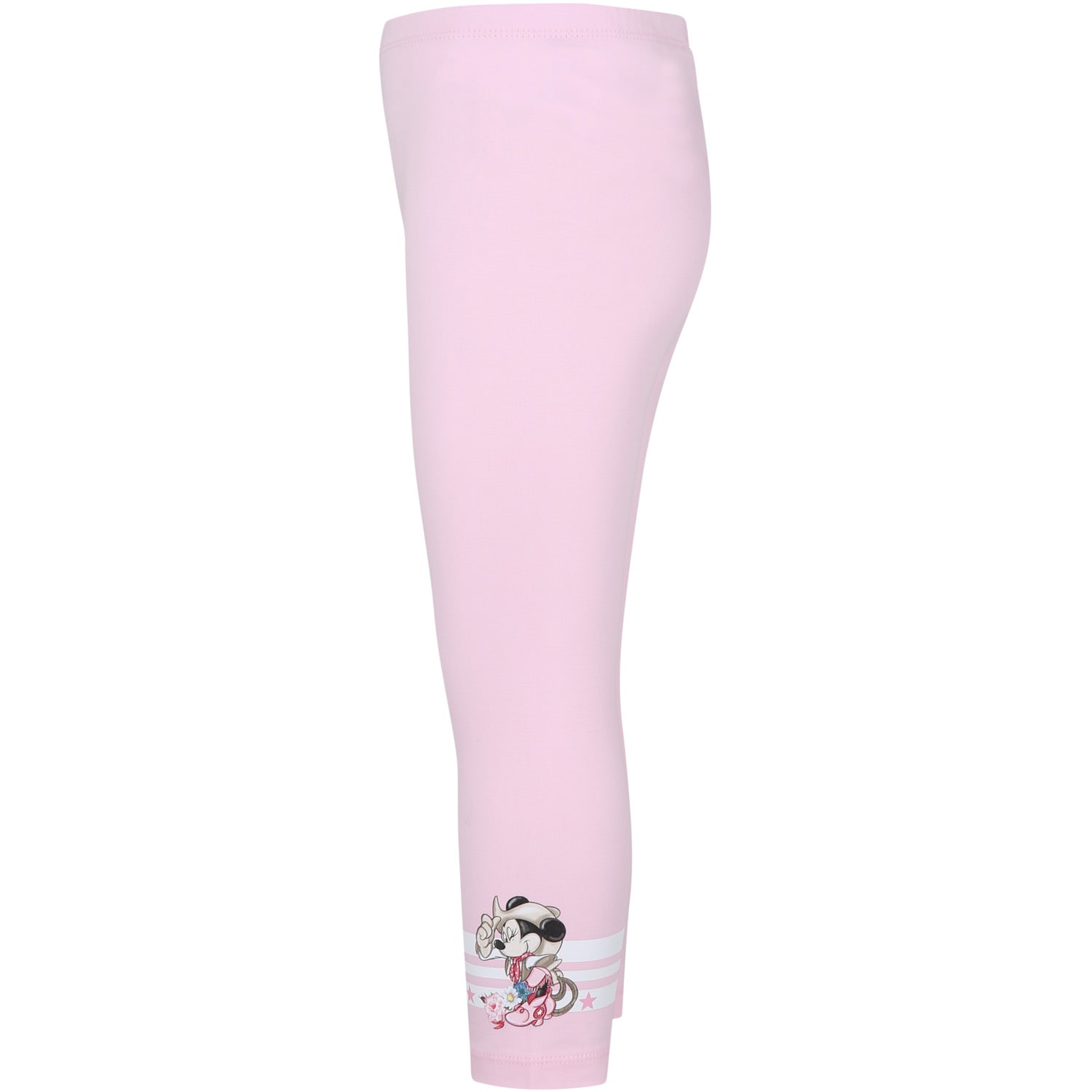 Shop Monnalisa Pink Leggings For Girl With Minnie In Rosa