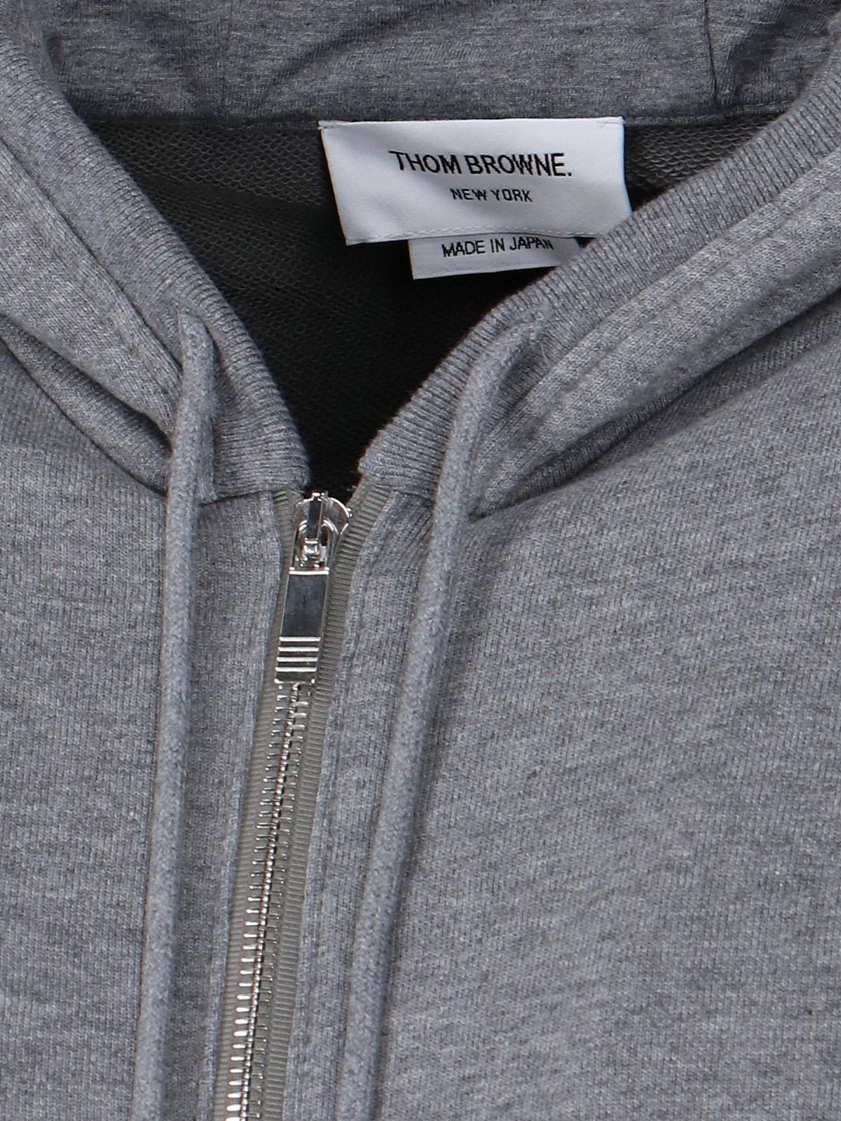 Shop Thom Browne 4-bar Zip Hoodie In Med Grey