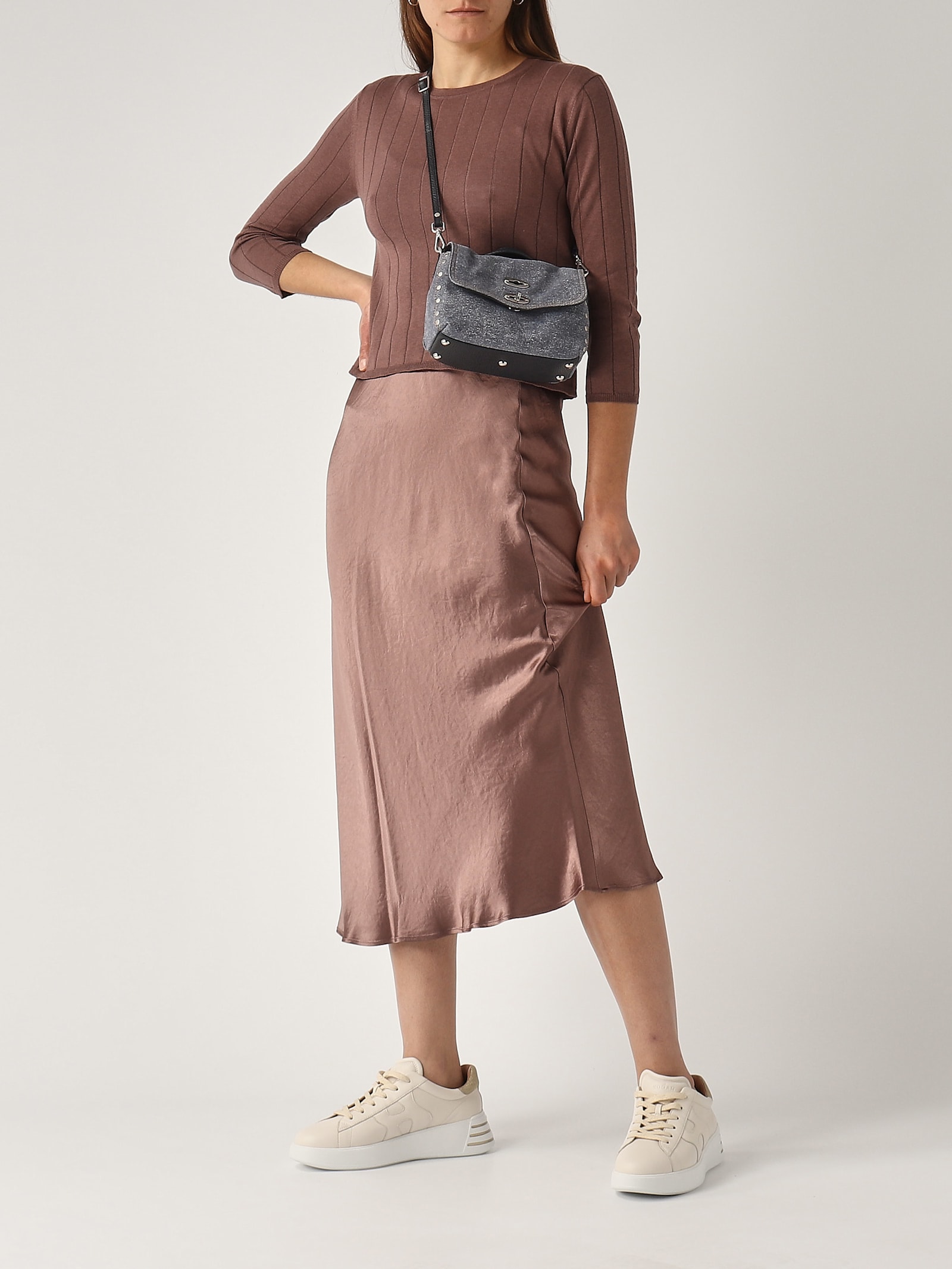 Max Mara Satin Alessio Midi Skirt In Rosa Antico
