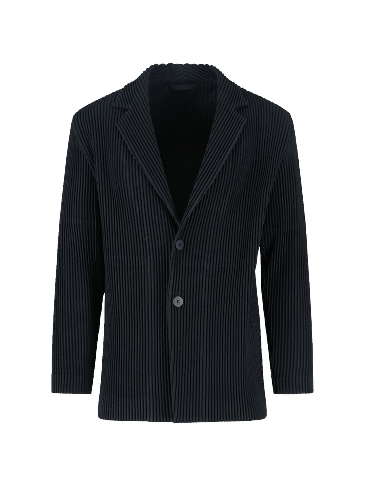 Issey Miyake Minimalist Black Jacket With Cut In Black