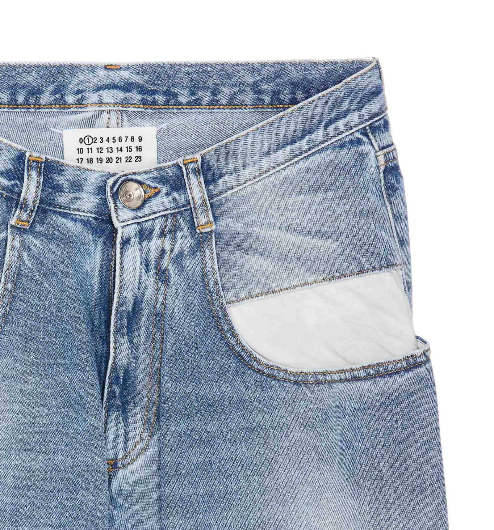 Shop Maison Margiela Straight Denim Jeans With Contrasting Pockets