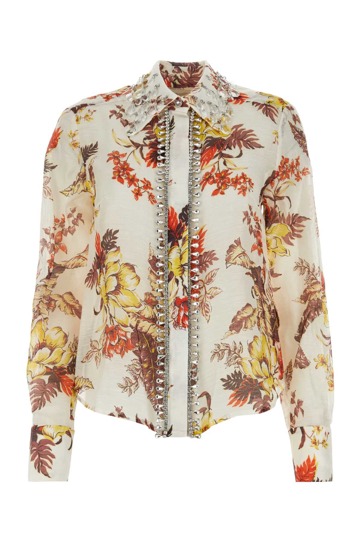 Shop Zimmermann Printed Linen Blend Matchmaker Tropical Shirt In Ivorytropicalfloral