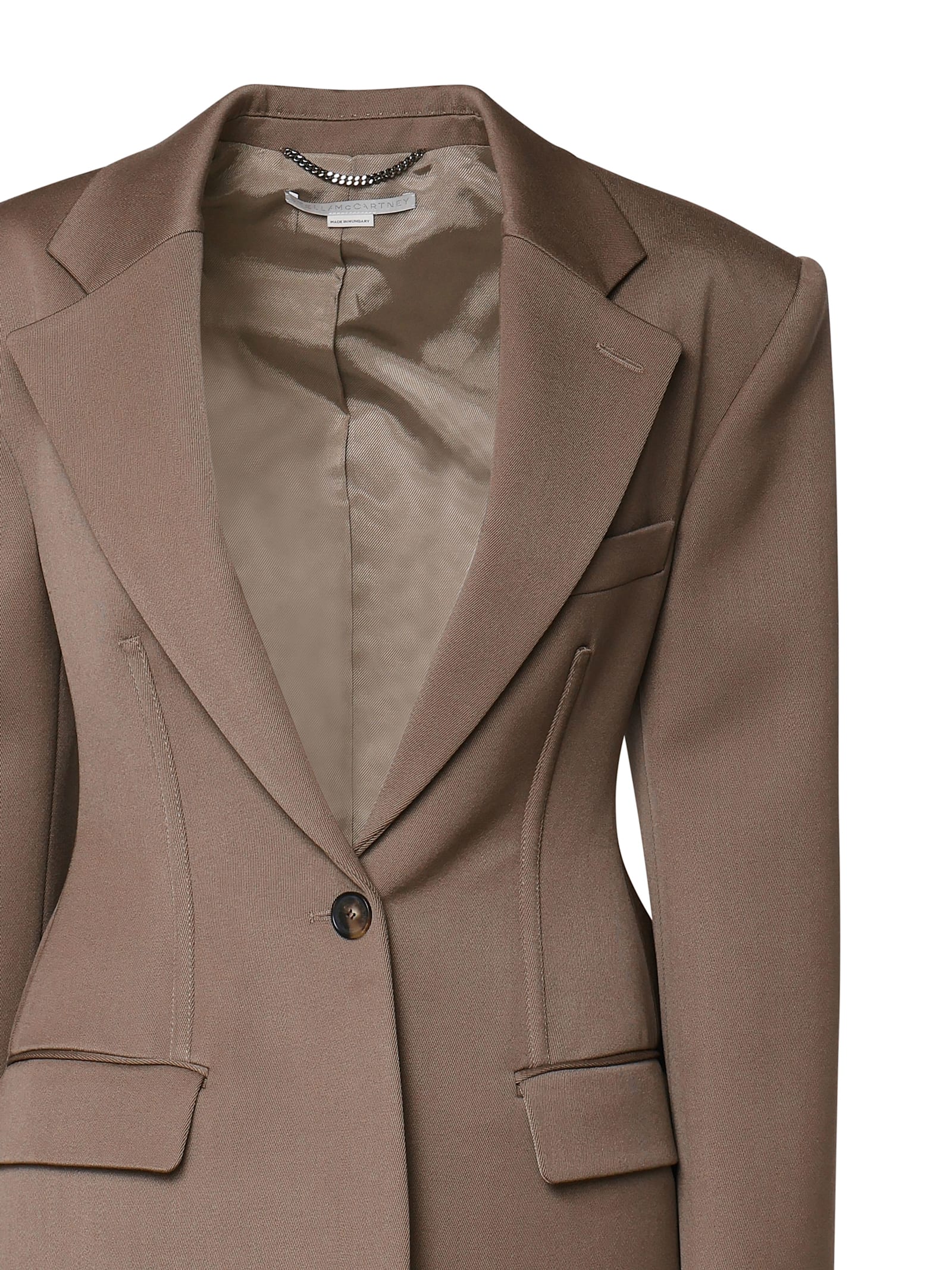 Shop Stella Mccartney Structured Geometric Cut Blazer In Mud