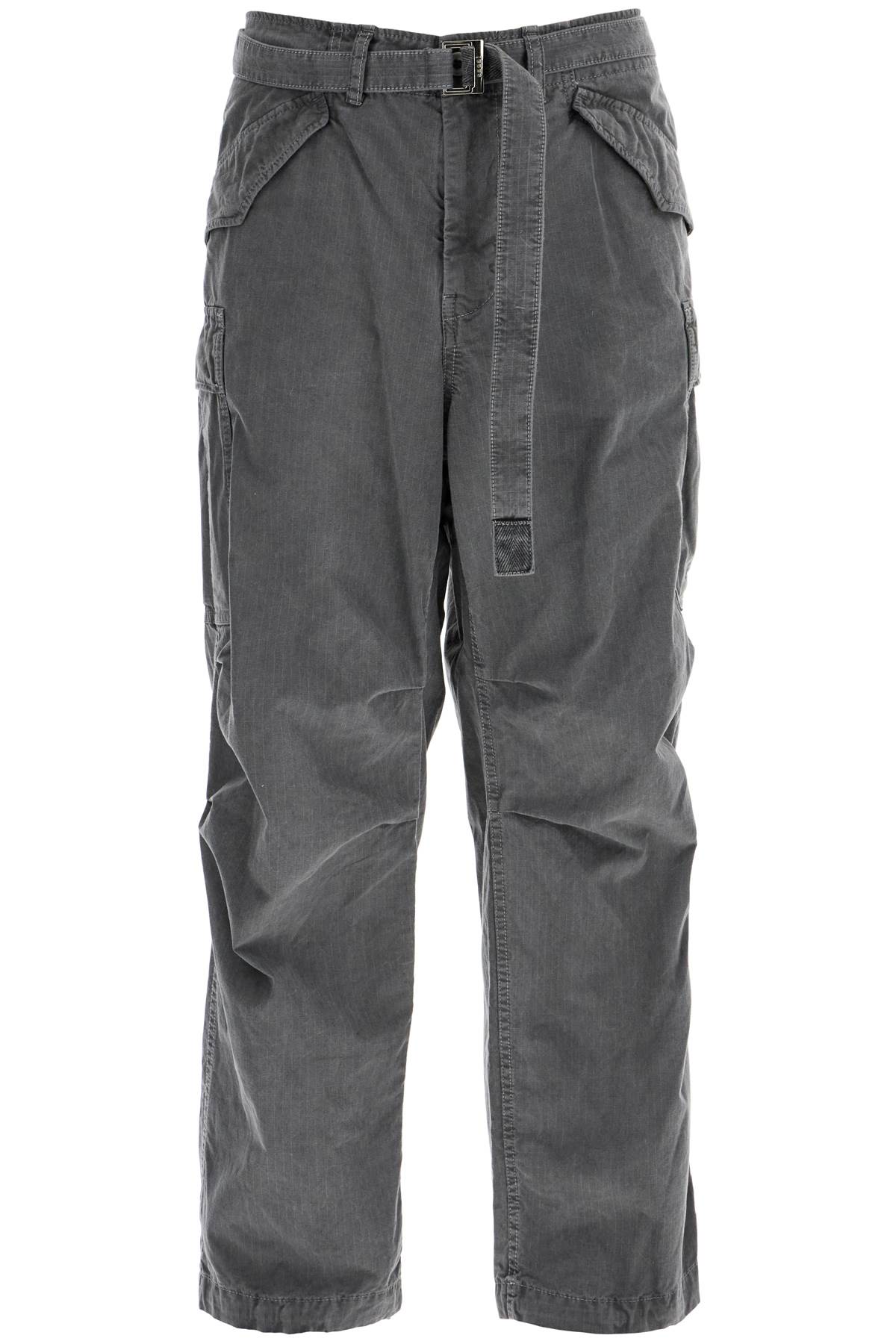 Shop Sacai Ripstop Cargo Pants In In Black (grey)