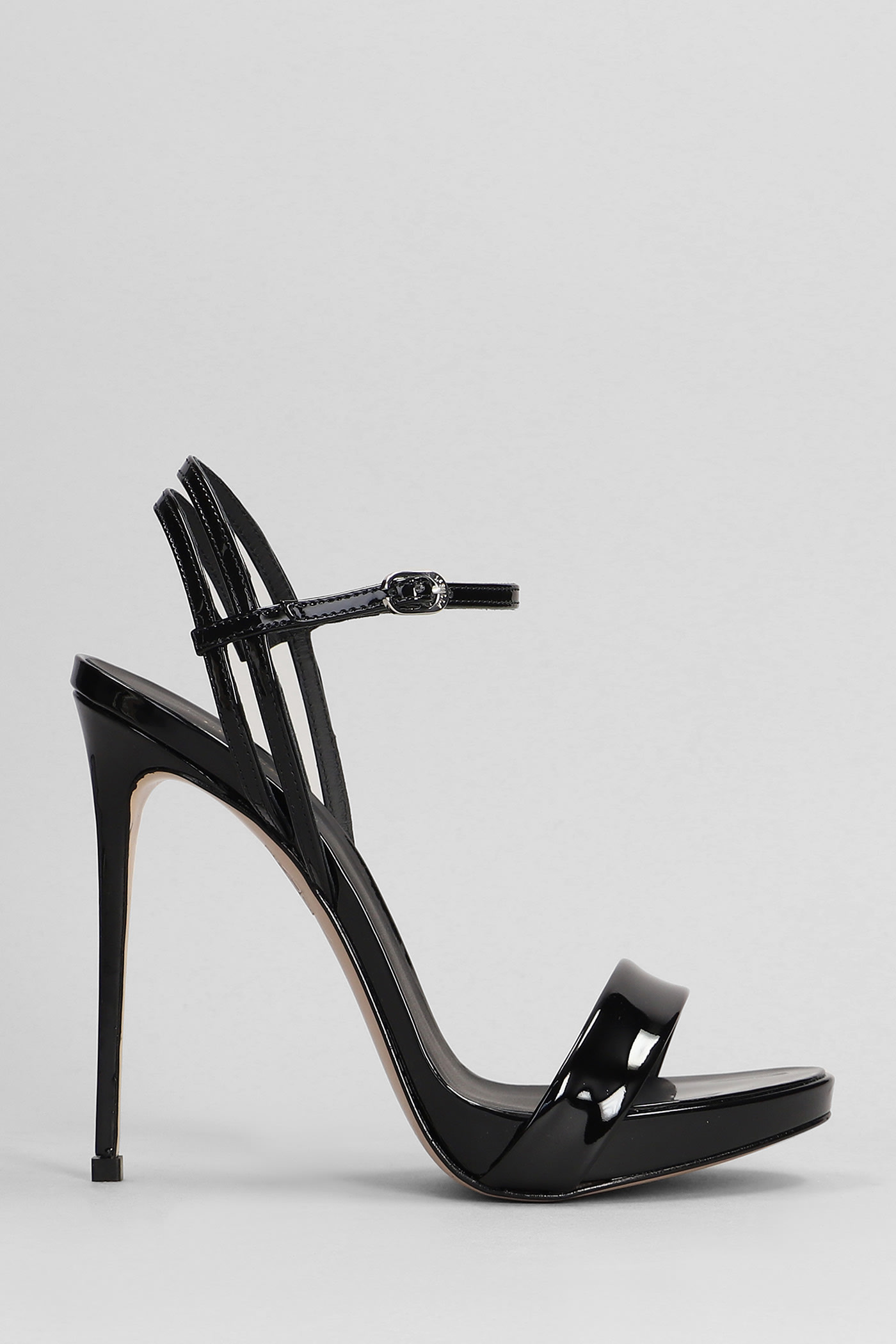 Shop Le Silla Gwen Sandals In Black Patent Leather