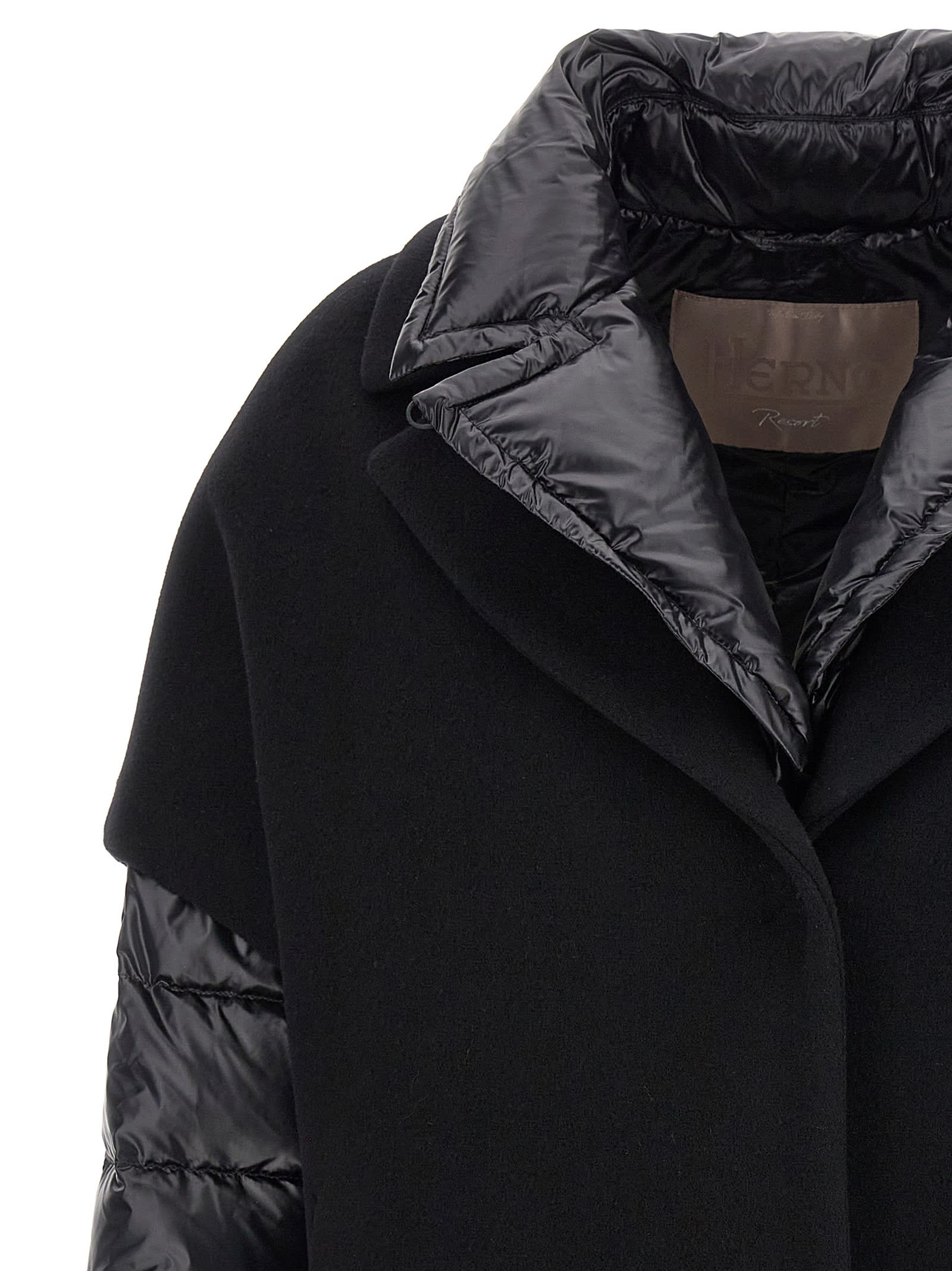 Shop Herno Hood Insert Down Jacket In Black