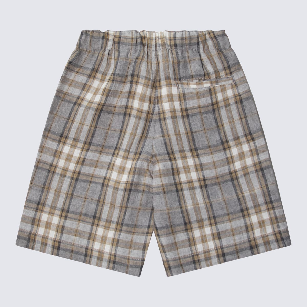 Shop Il Gufo Grey Linen Shorts In Corda Scuro