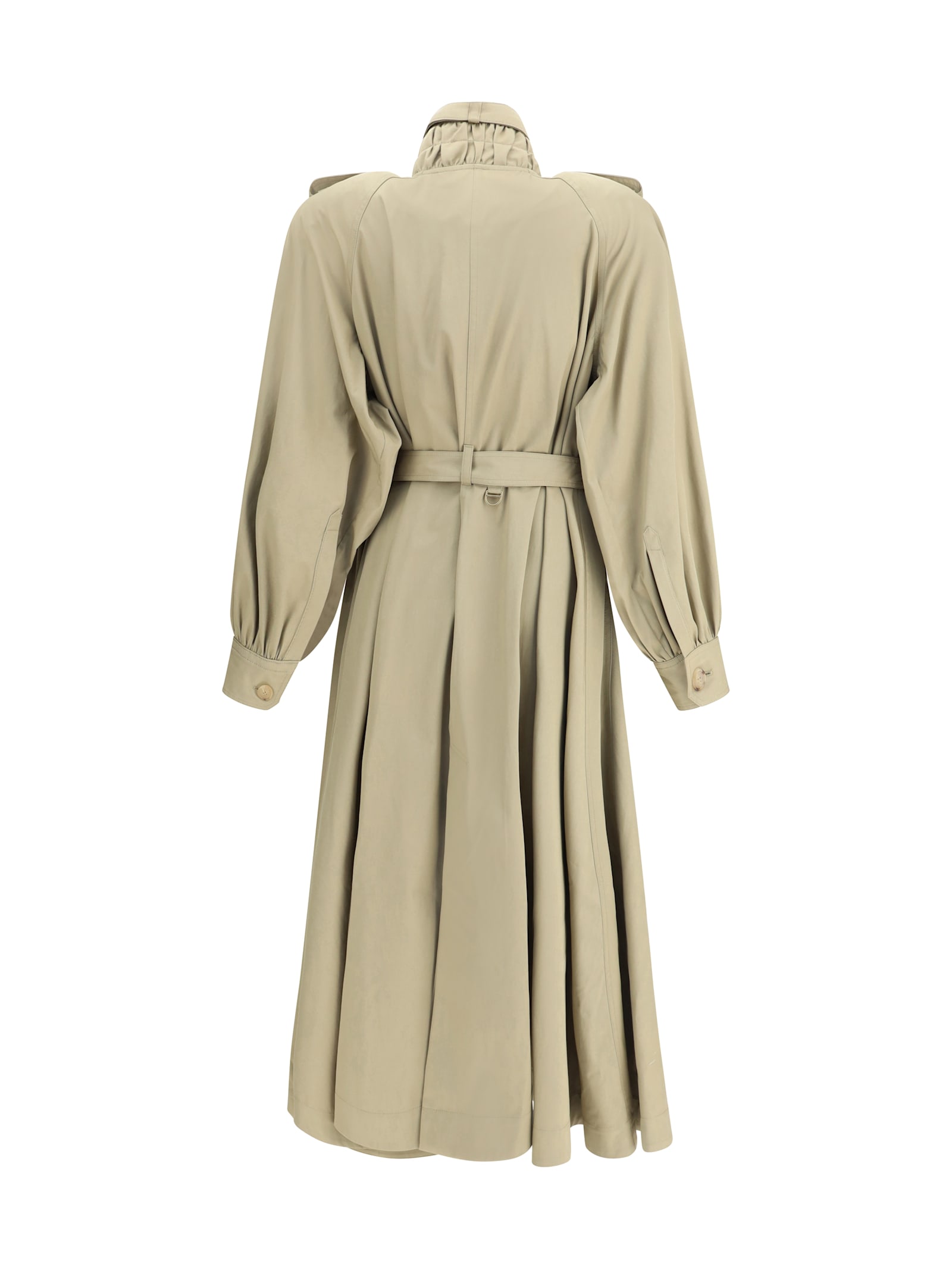 Chloé Cotton Gabardine Long Trench Coat In Green