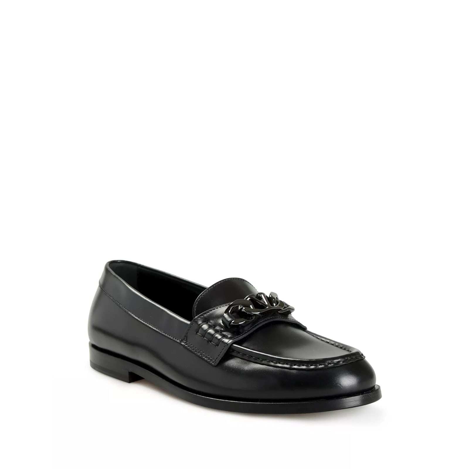 Valentino Garavani Refined Leather Loafers With Signature Logo Plaque In Black