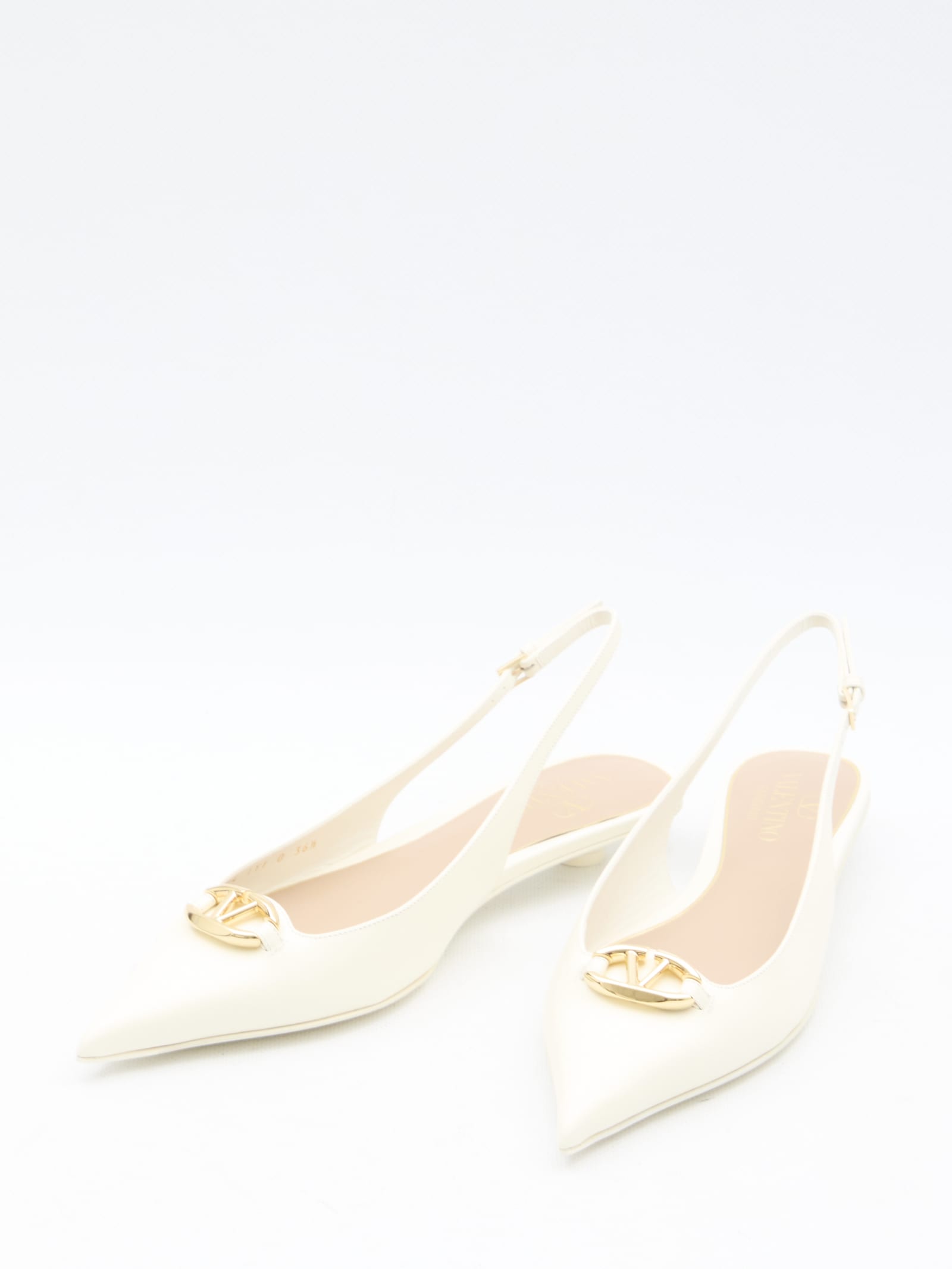 Shop Valentino Vlogo The Bold Edition Slingback Ballerinas In Ivory