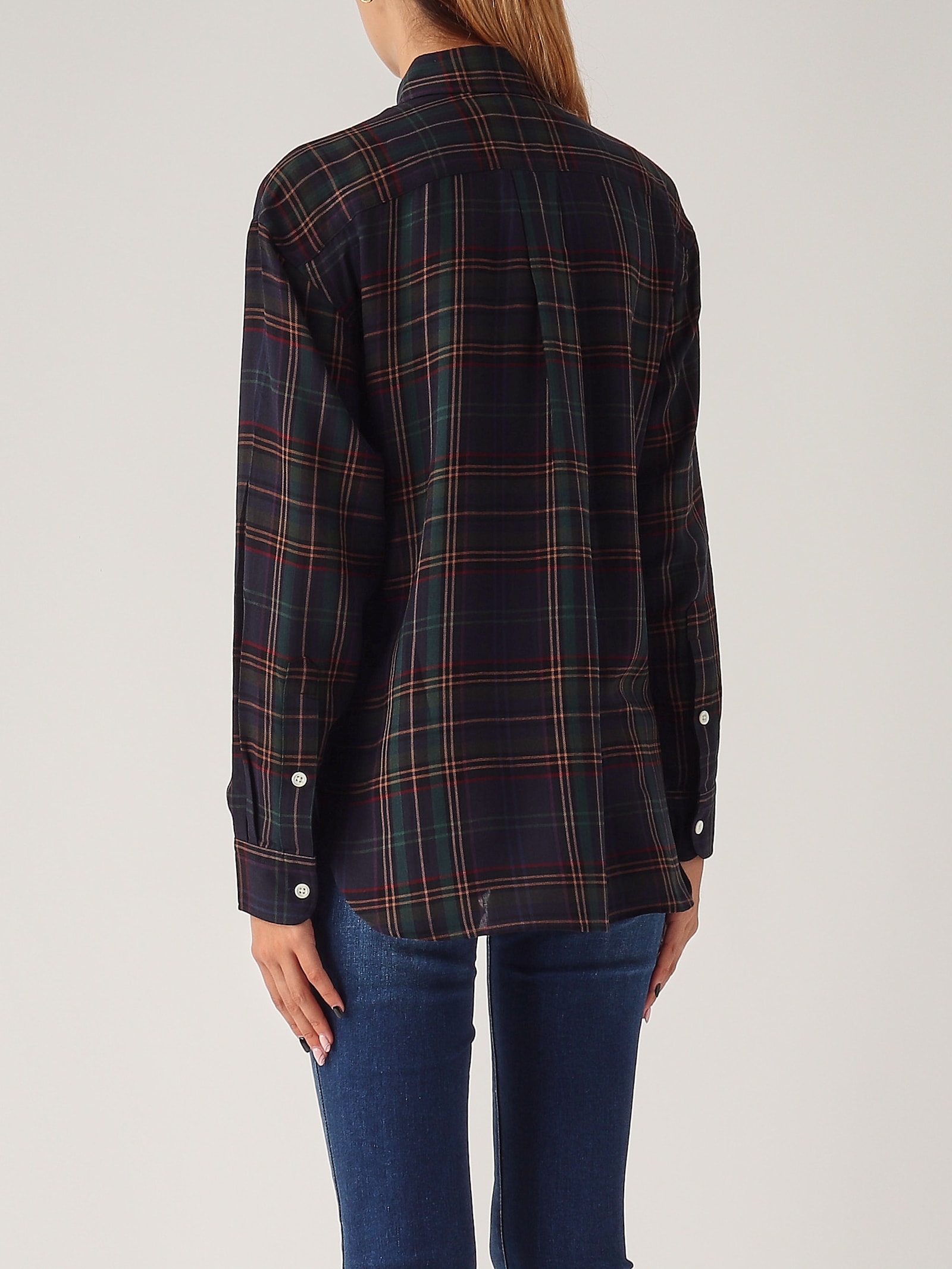 Shop Polo Ralph Lauren Cotton Shirt In Tartan Verde Scuro