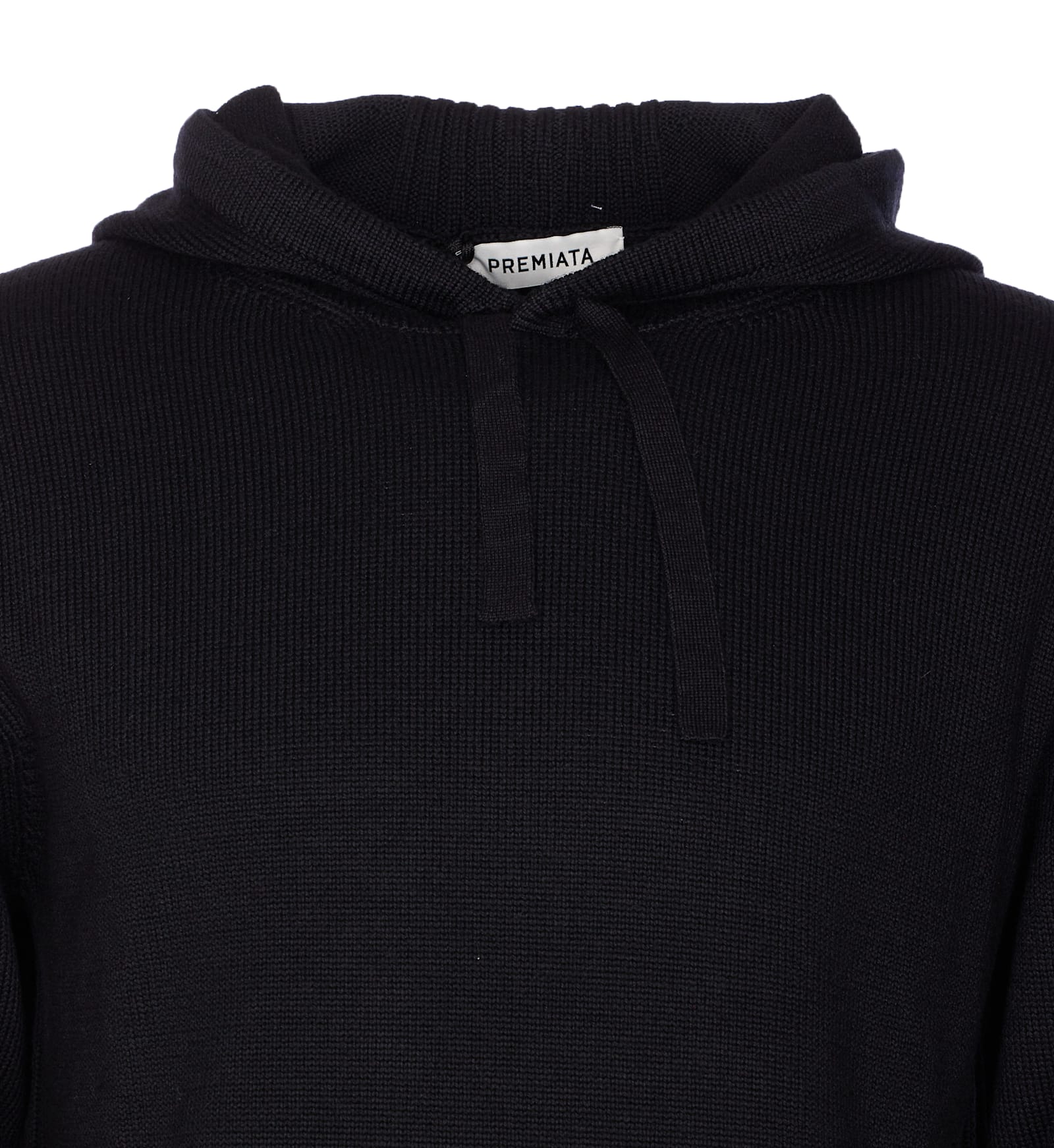 Premiata Hooded Sweater With Crewneck And Ribbed Cuffs In Black
