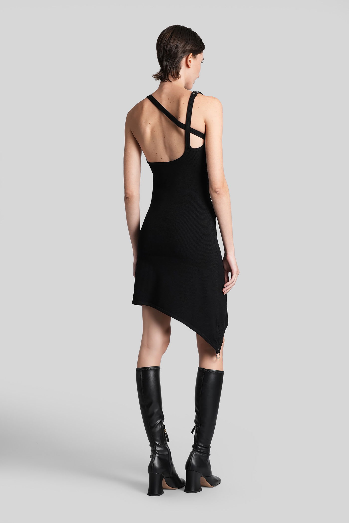 Courrèges Mini Dress In Black Viscose In Black