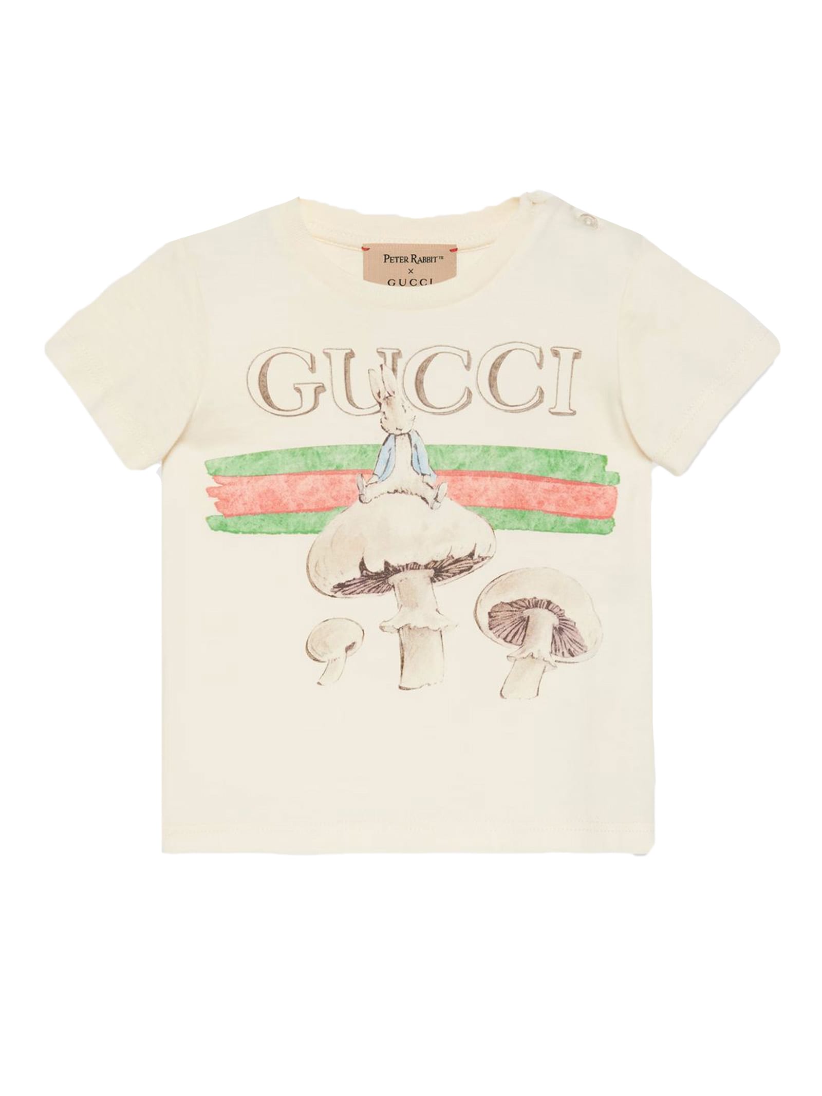Shop Gucci Off White Cotton Jersey T-shirt In Yellow
