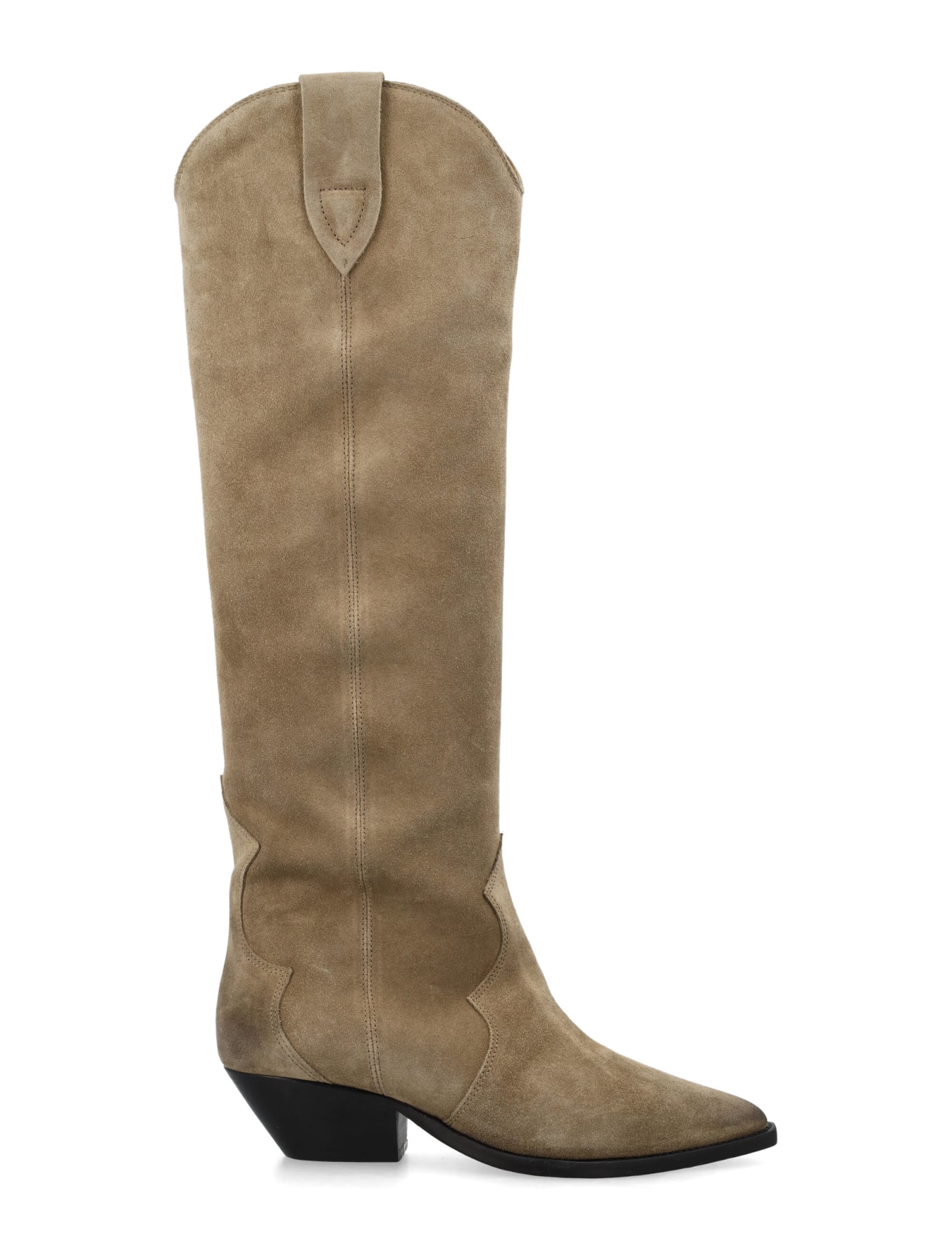 Shop Isabel Marant Denvee Suede Cowboy Boots In Dove Grey