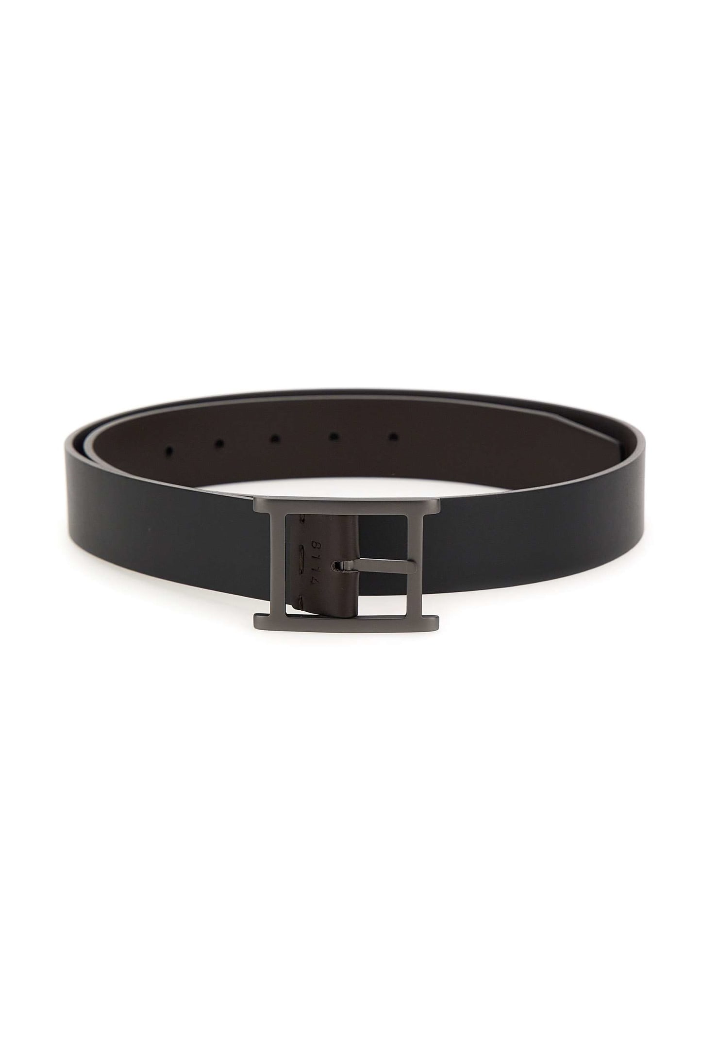 Orciani Monaco Double Leather Belt In Black/ Brown