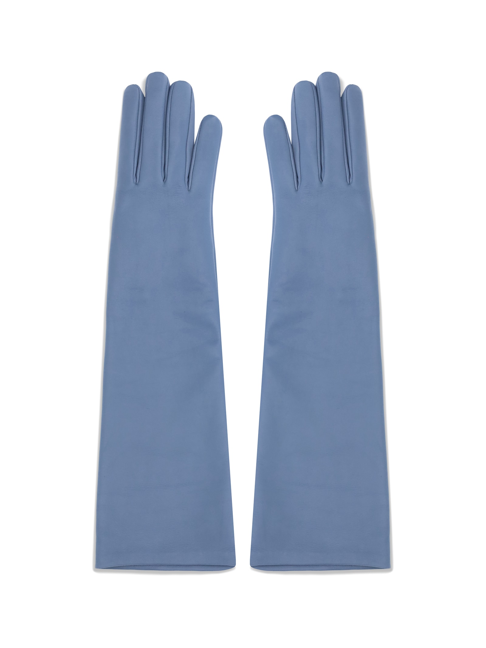 Crida Milano Long Leather Gloves In Blue