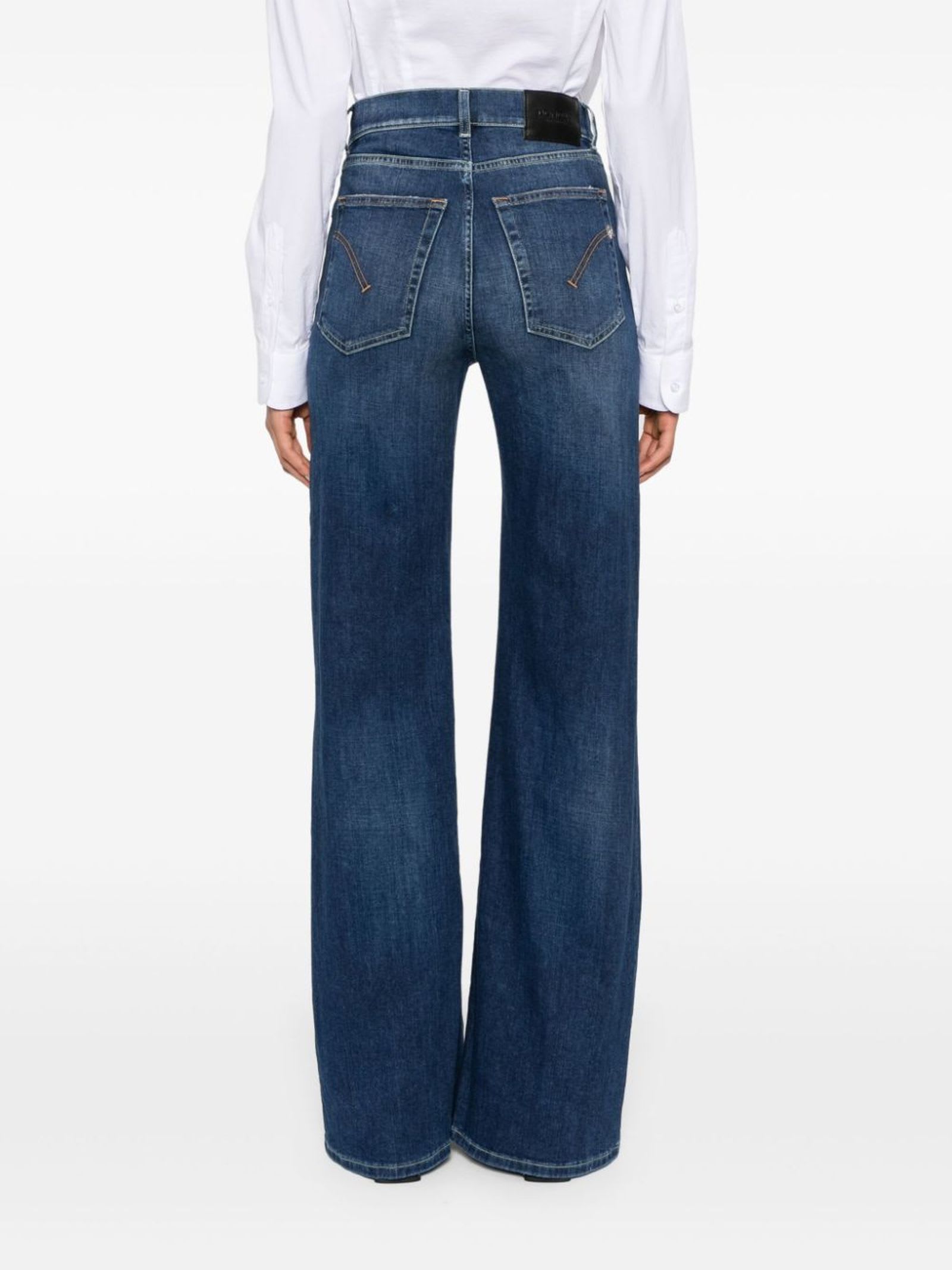 Shop Dondup Amber Mid-rise Wide-leg Jeans In Blue