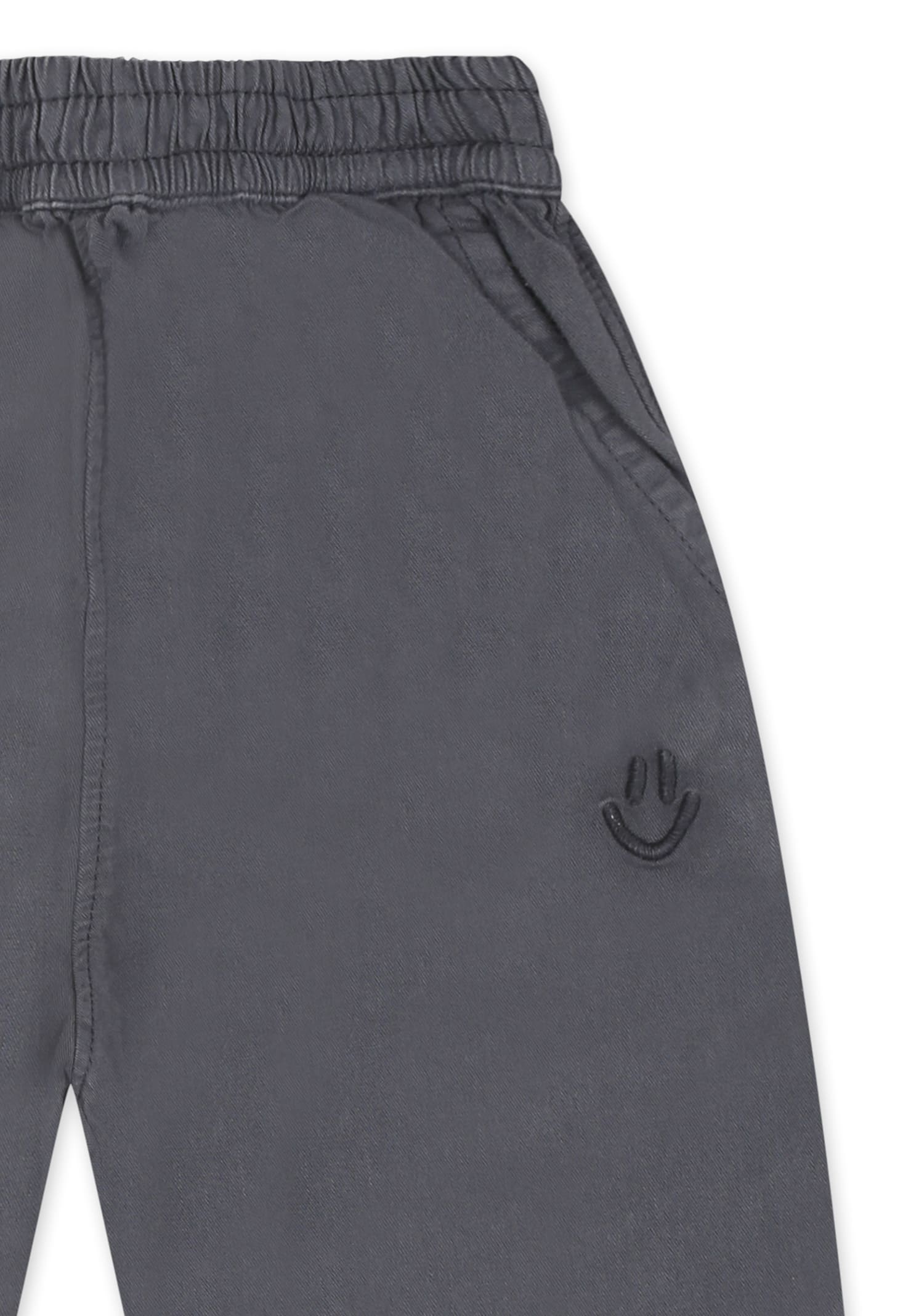 Molo Grey Trousers For Babykids With Logo In Black