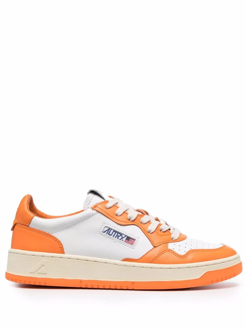 Shop Autry Medalist Low Sneakers In White Orange