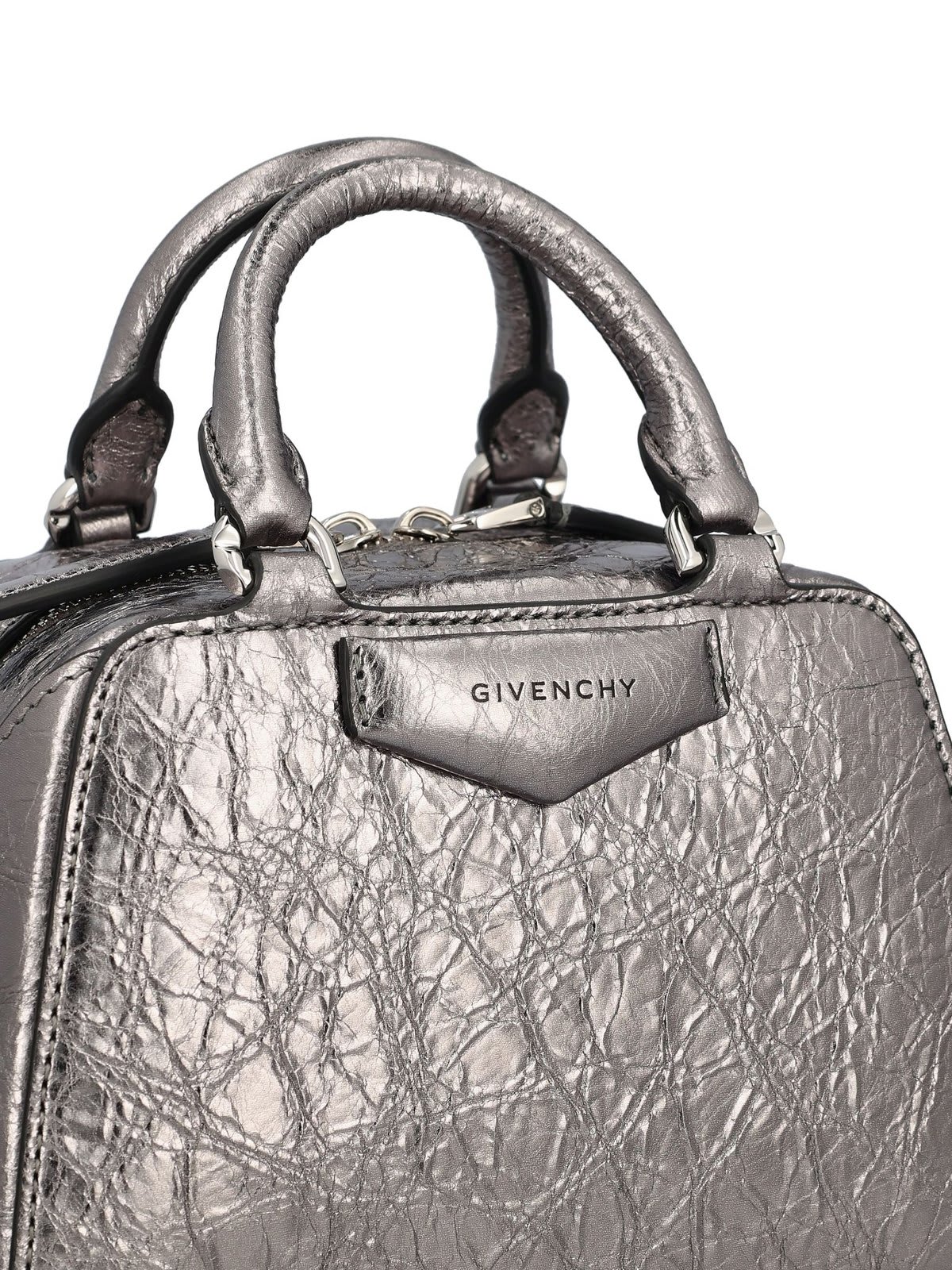 Shop Givenchy Nano Antigona Cube Bag In Silver