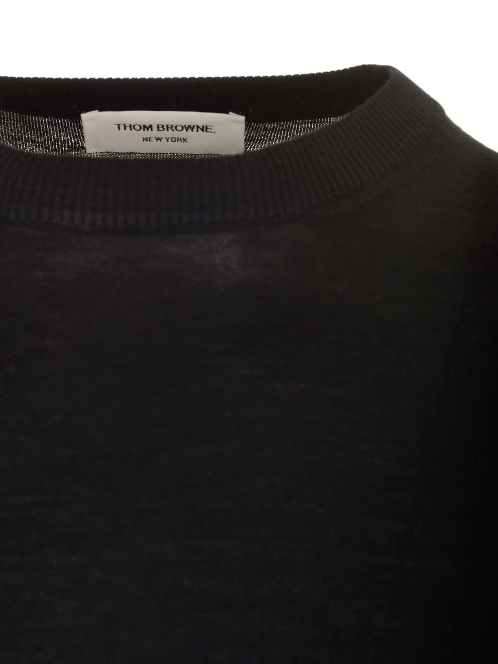 Shop Thom Browne Black Merino Wool Sweater