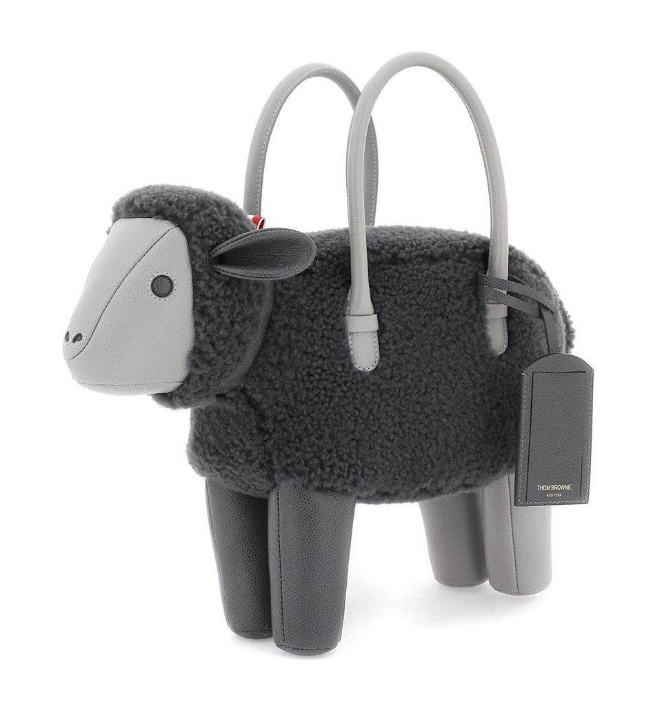 Shop Thom Browne Sheep-shaped Zip-up Tote Bag In Grey