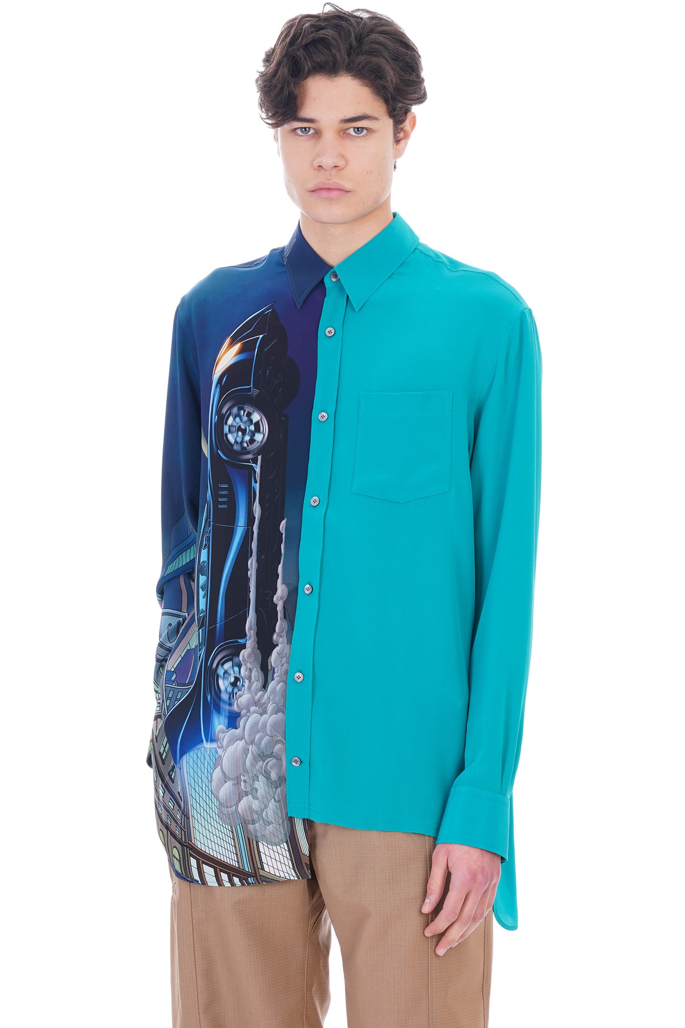 Lanvin Shirt In Blue Silk