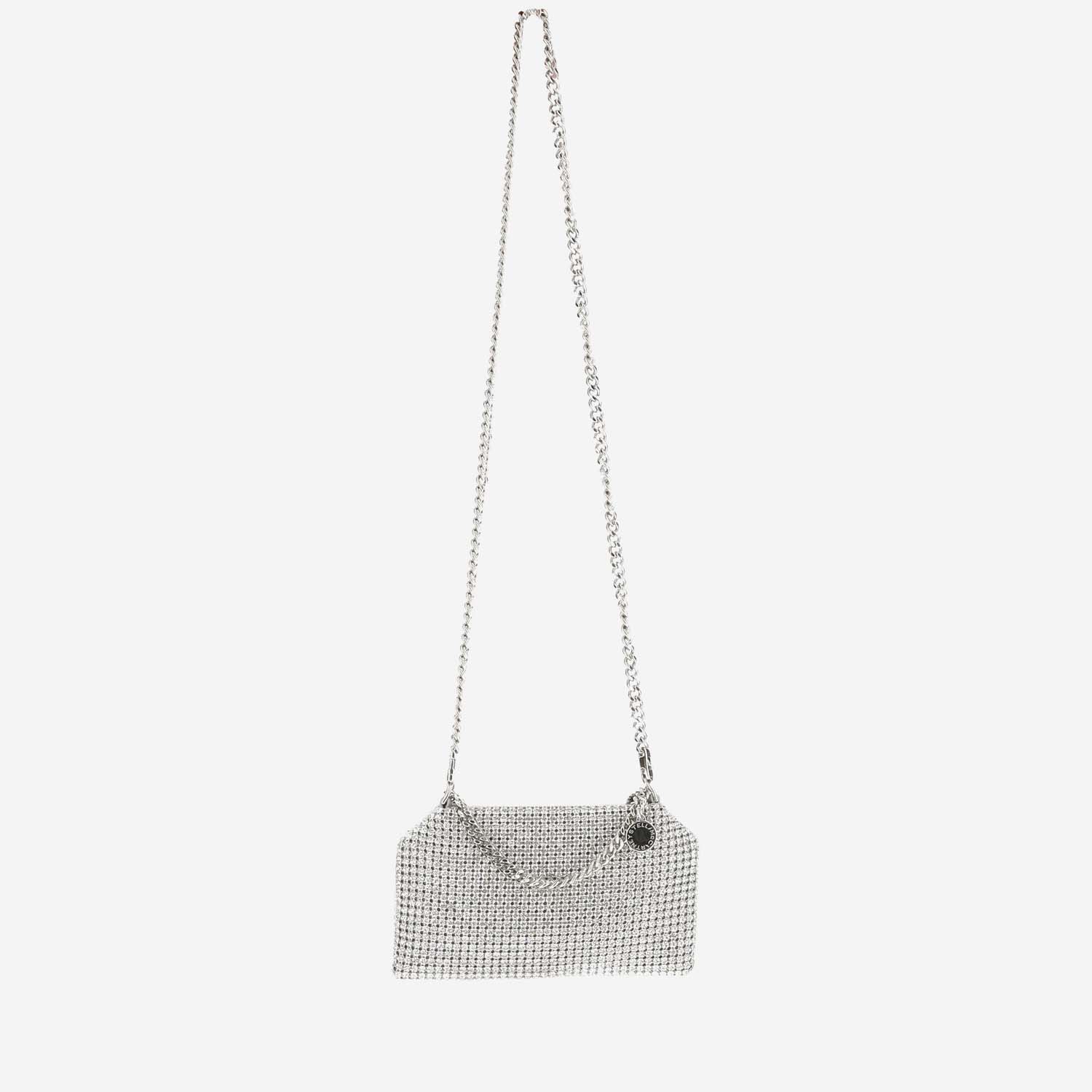 Shop Stella Mccartney Falabella Shoulder Bag With Crystals In Silver