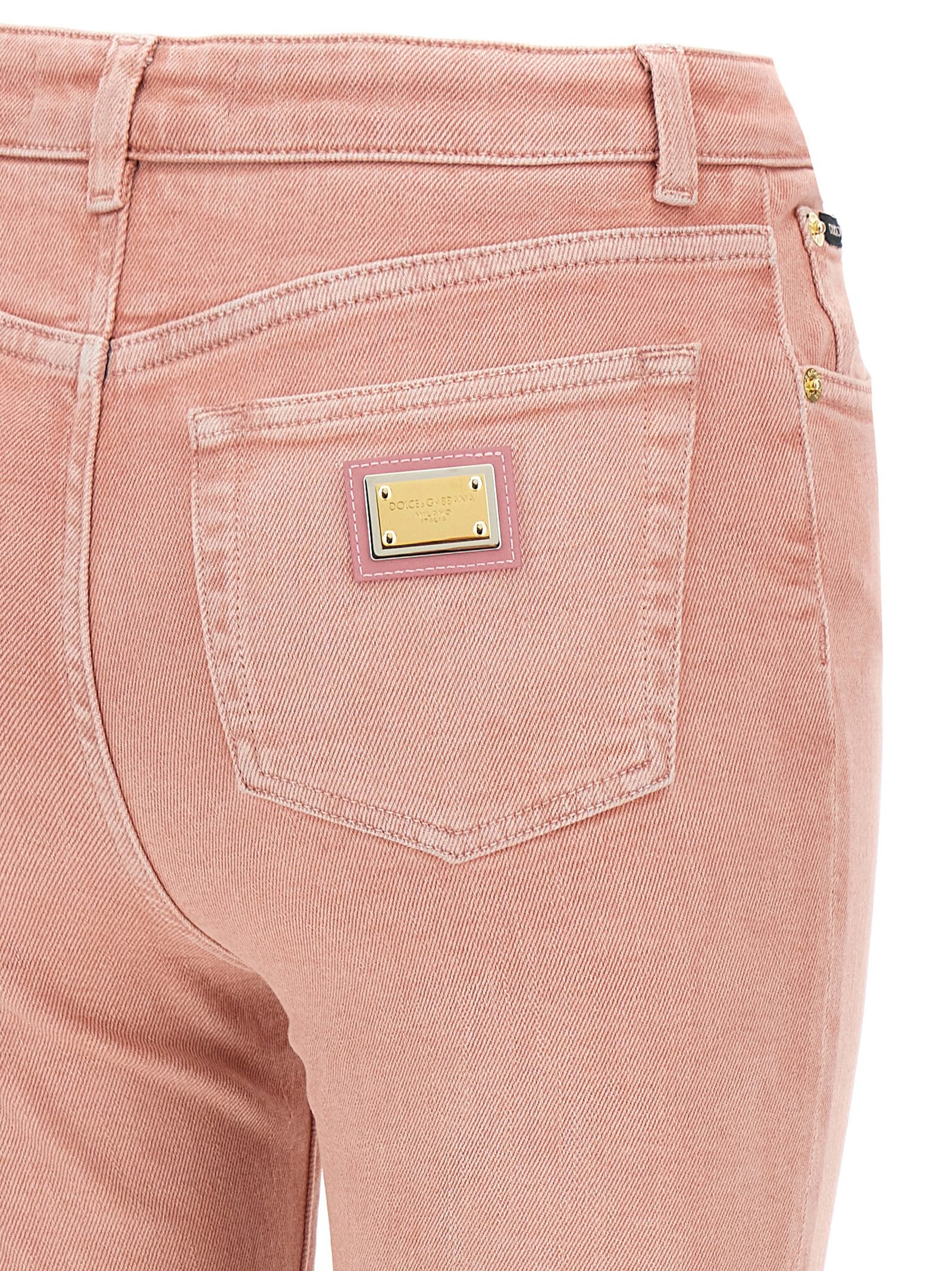 Dolce & Gabbana Artisanal Stretch Denim High-waist Jeans In Pink