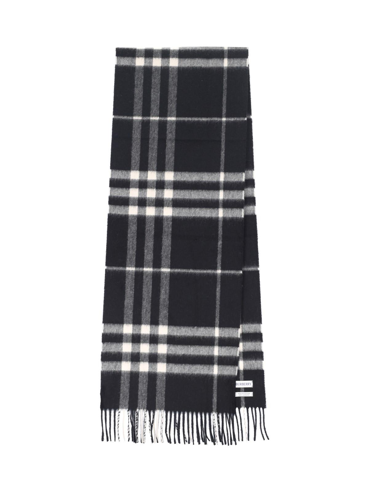 Shop Burberry Check Scarf In Black