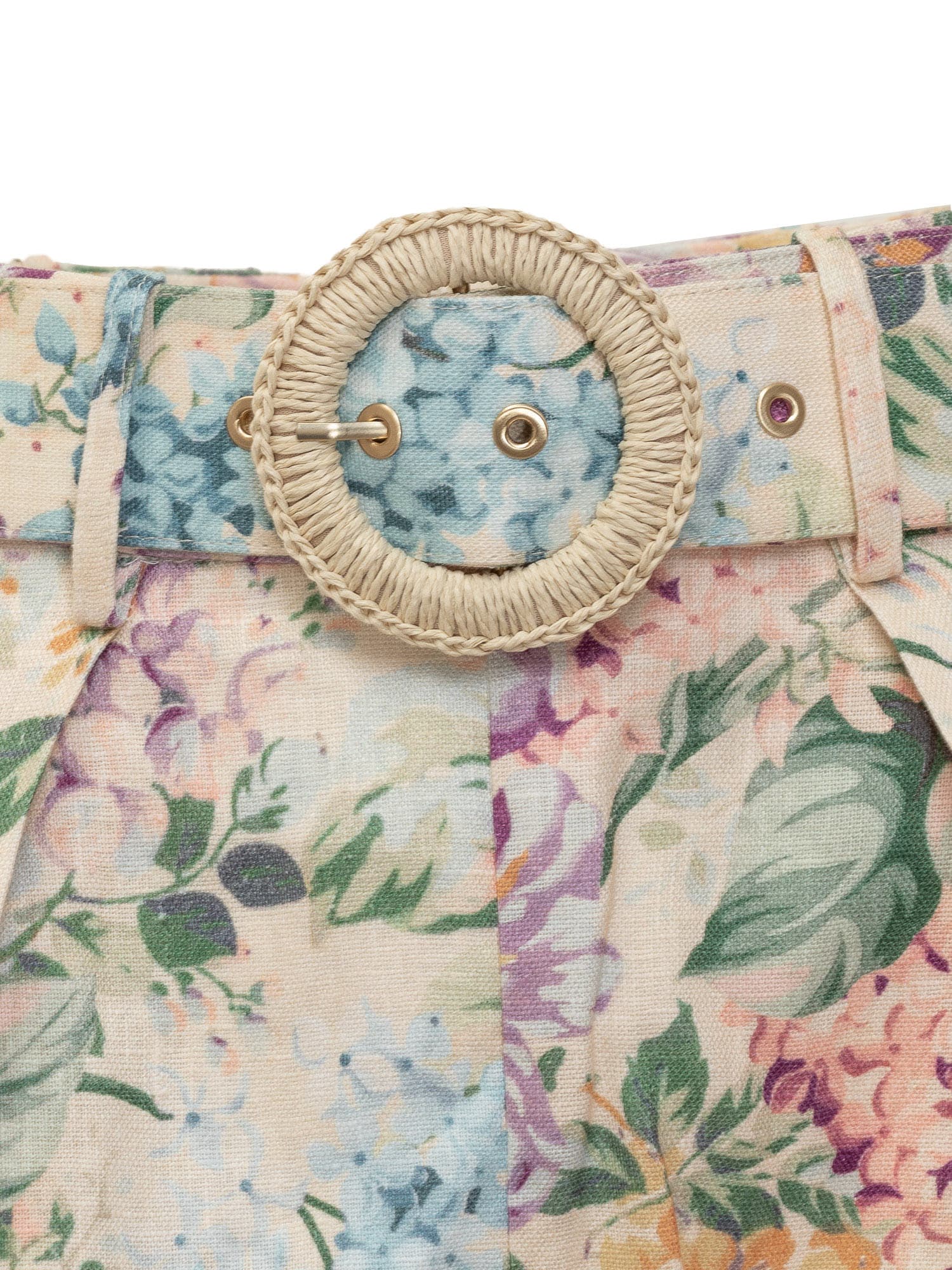 Shop Zimmermann Halliday Tuck Shorts In Multi Watercolour Floral