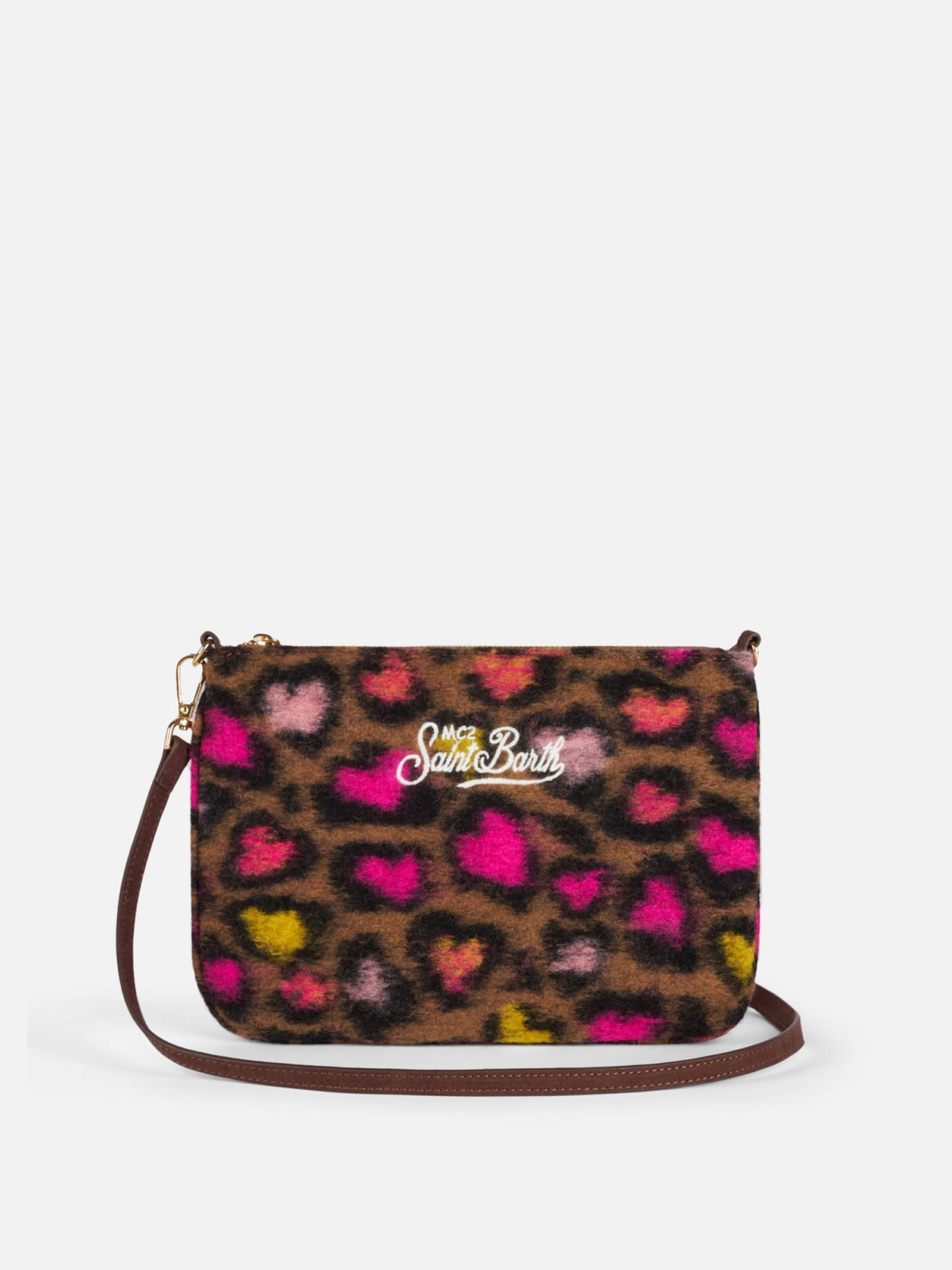 Mc2 Saint Barth Parisienne Cross Body Pouch Bag With Animalier Pattern In Multicolor