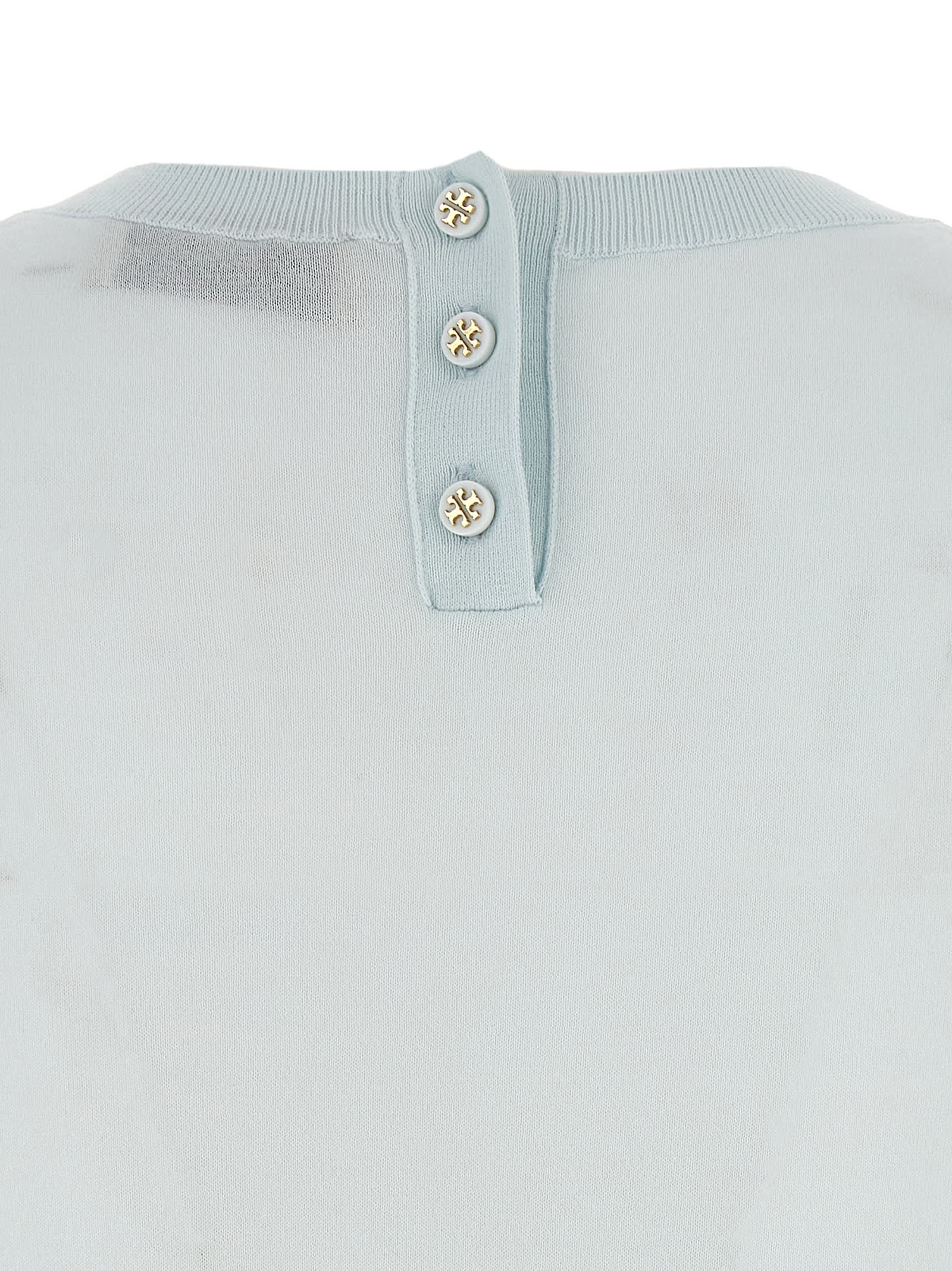 Shop Tory Burch Short-sleeved Sweater In Light Blue