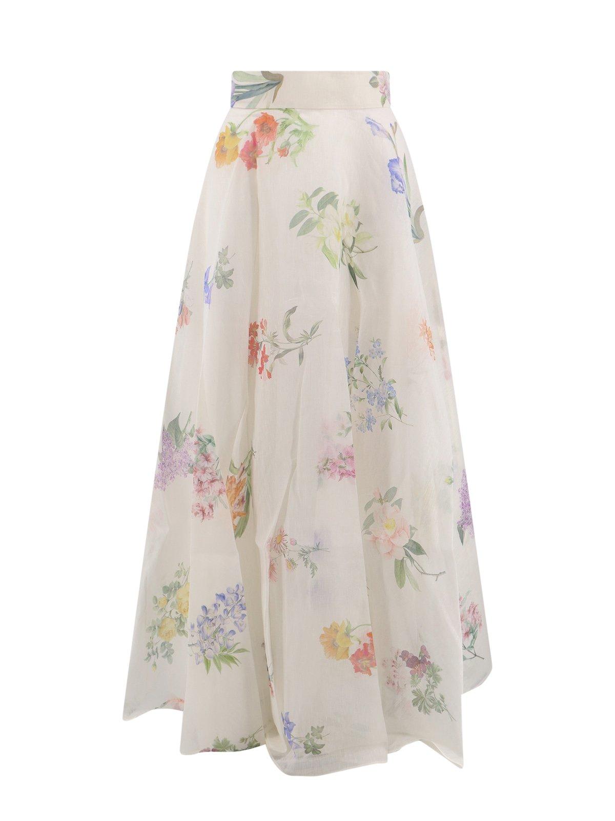 Zimmermann Natura Floral Printed Maxi Skirt In Neutral