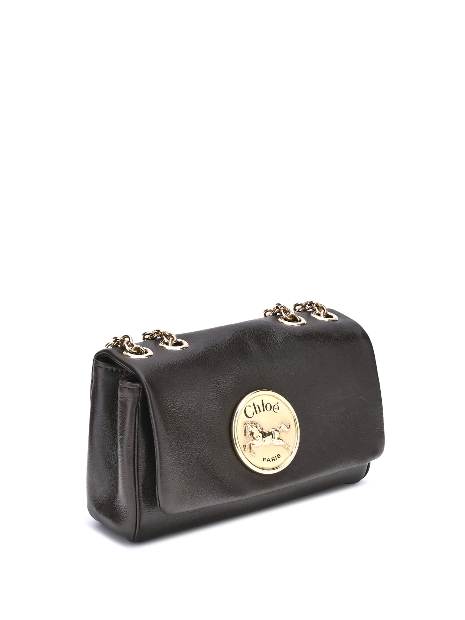 Chloé Chloe Black Leather Heritage Shoulder Bag In Brown
