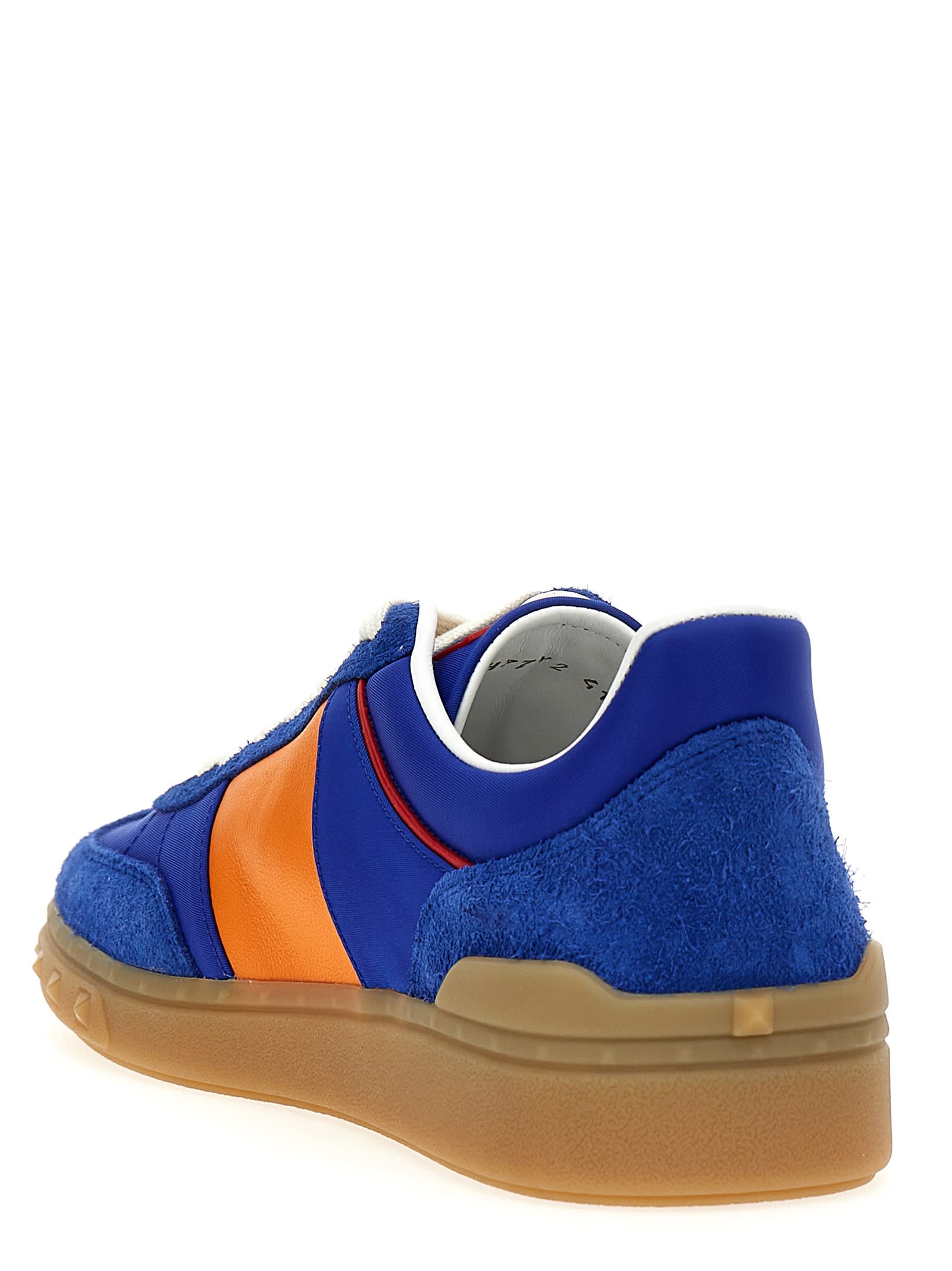 Valentino Multicolor Split Leather And Leather Upvillage Sneakers In Blue