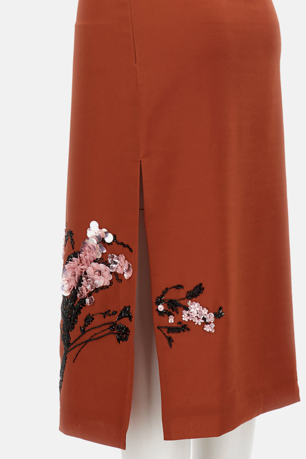 Des_phemmes Sequin-embellished Side-slit Skirt In Brown