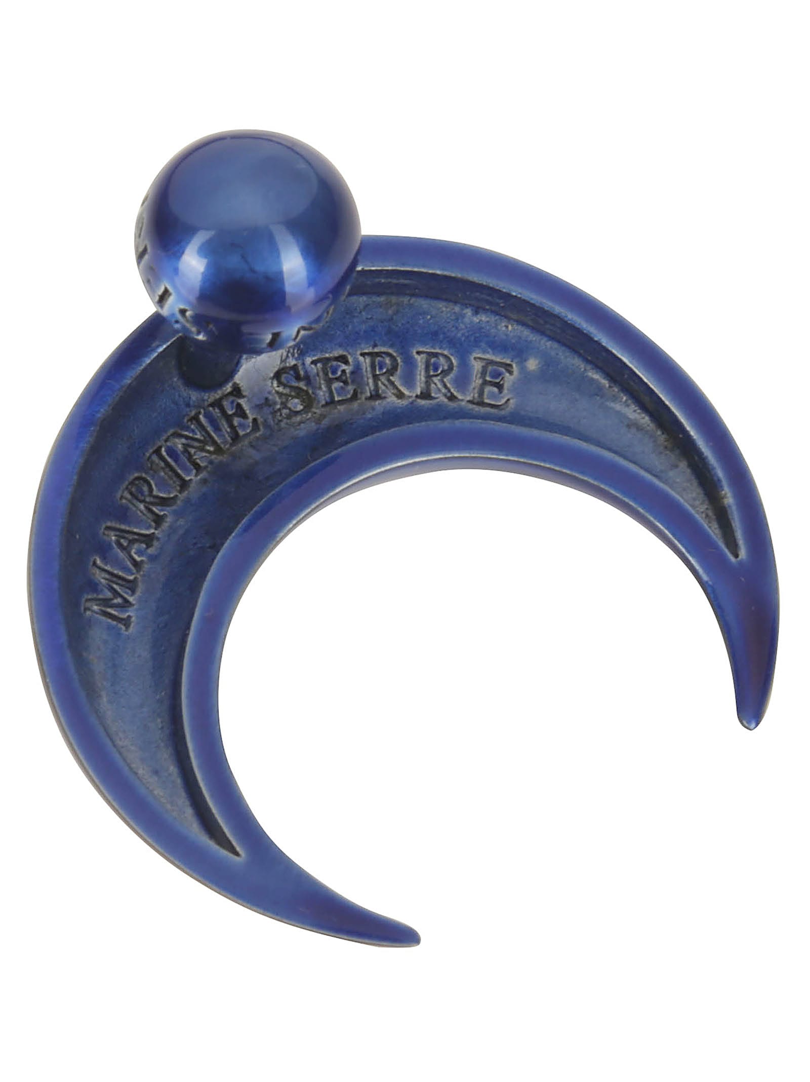 Shop Marine Serre Regenerated Single Tin Moon Stud Earrings In Azur