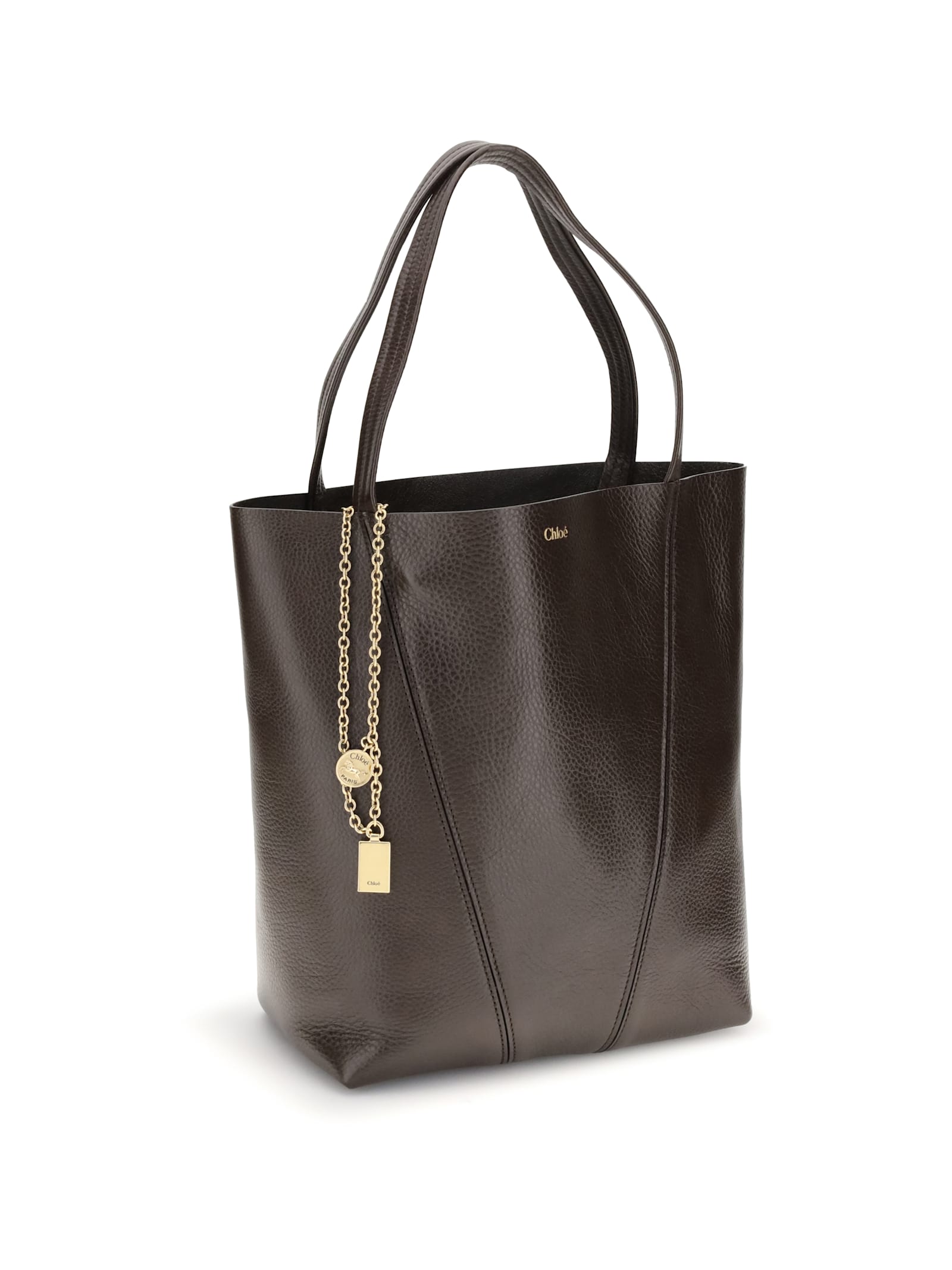 Chloé Spin Large Tote Bag In Brown