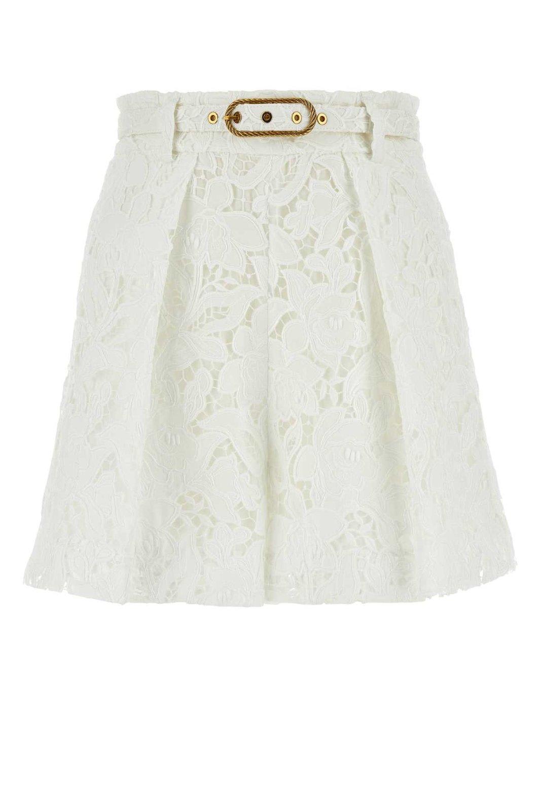 Shop Zimmermann Natura Belted Waist Lace Shorts