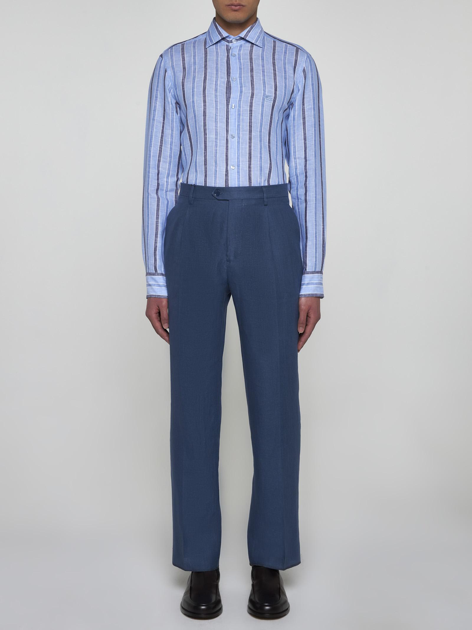 Shop Etro Striped Cotton Shirt In Clear Blue