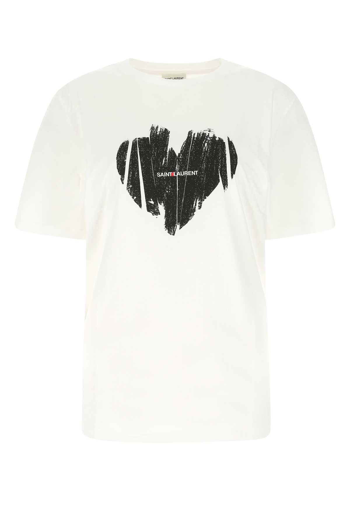 SAINT LAURENT WHITE COTTON T-SHIRT 