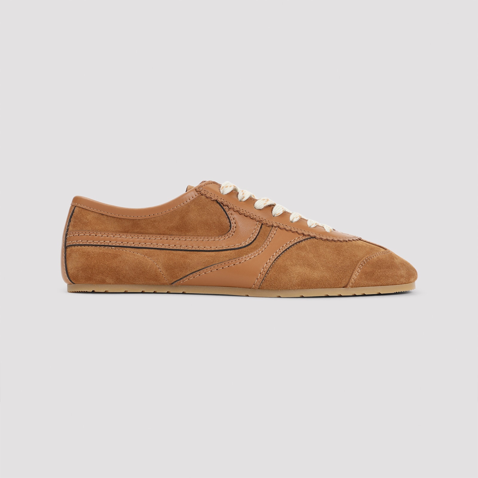 Dries Van Noten Casual Low Top Sneakers With Leather Panels In Brown