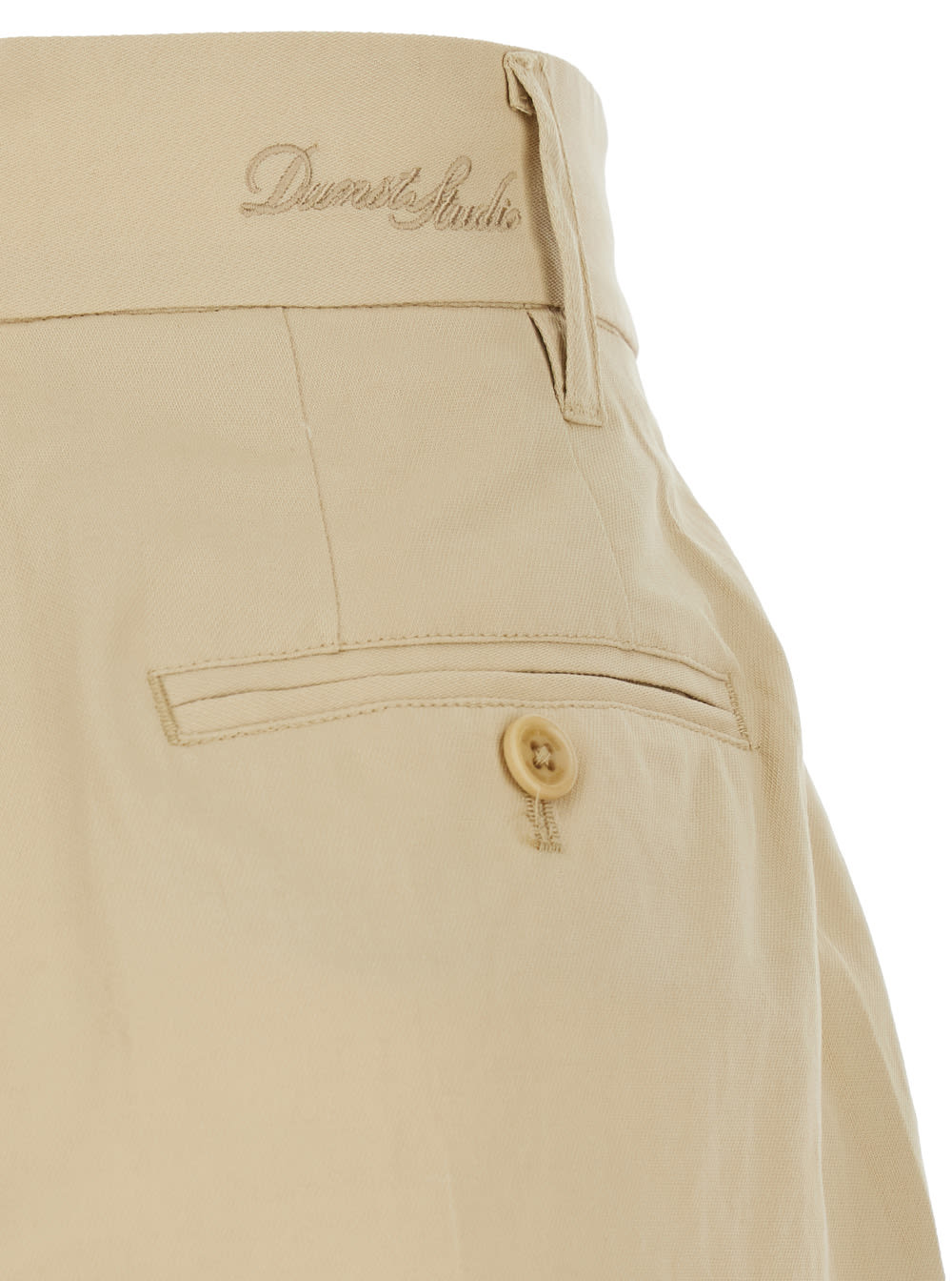 Shop Dunst Beige Bermuda Shorts With Pinces In Cotton And Linen Woman