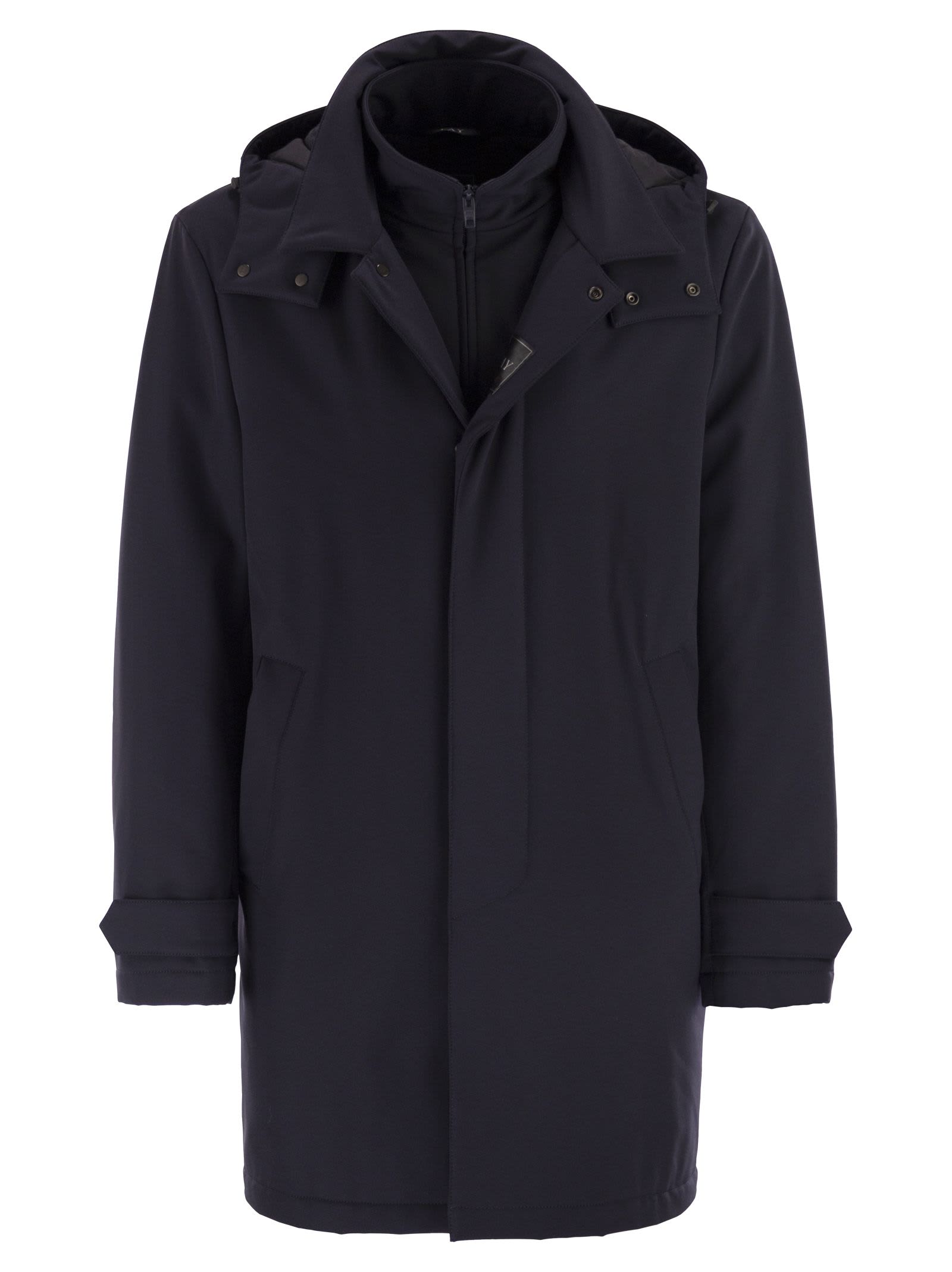 Fay Men Morning Coat Travel In Jersey Stretch In Blue